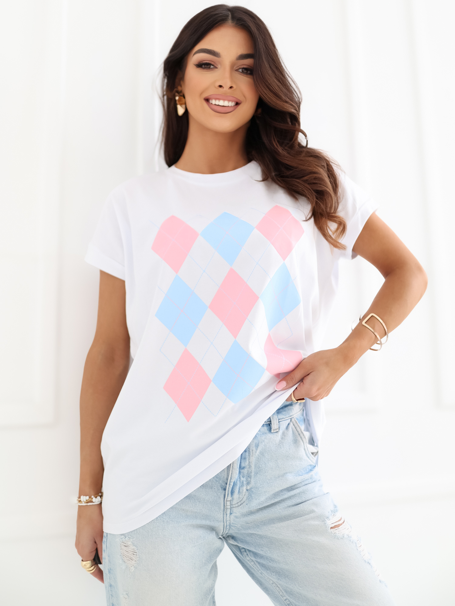 Bílá bavlněná halenka s krátkým rukávem