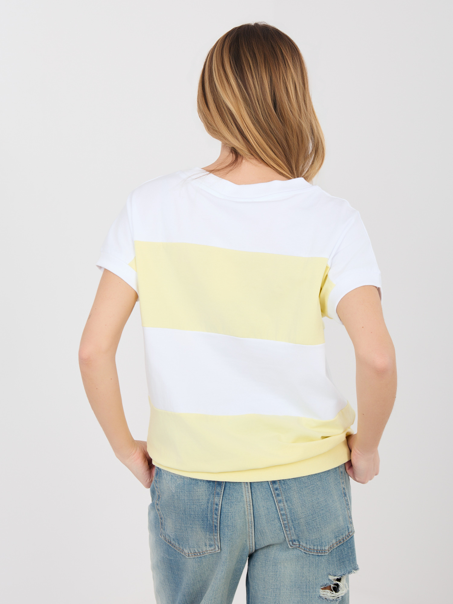 Блуза с бяло и жълто райе