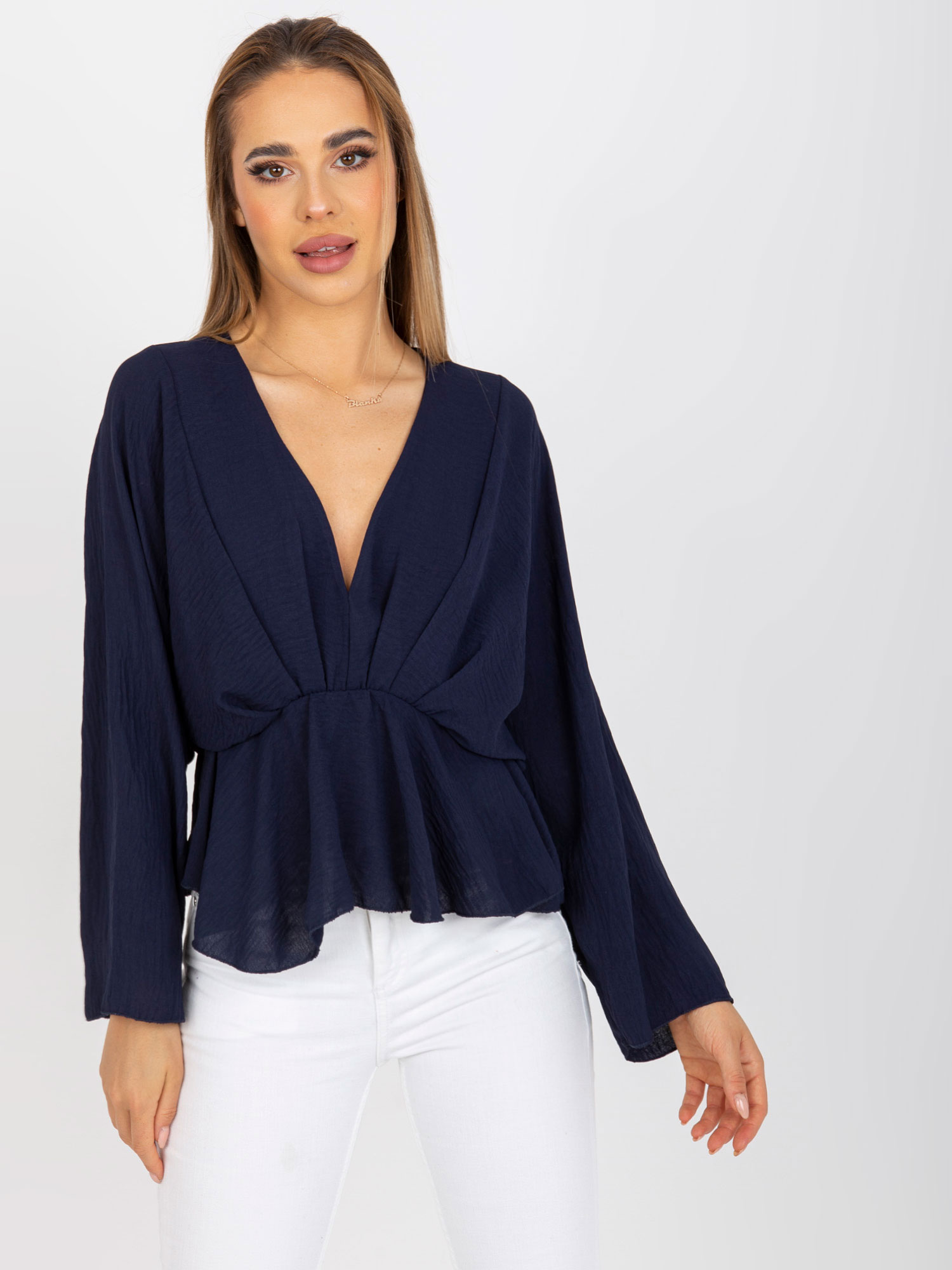 Blouse-DHJ-BZ-11979.67-navy blue