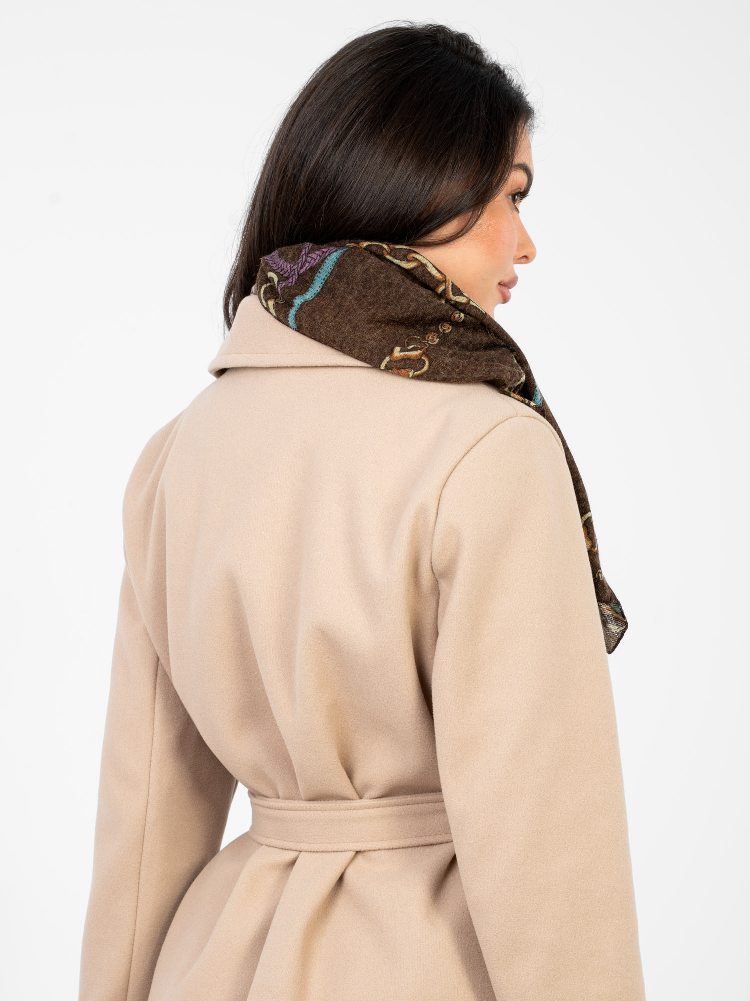 Hnědá dámský šátek s potiskem