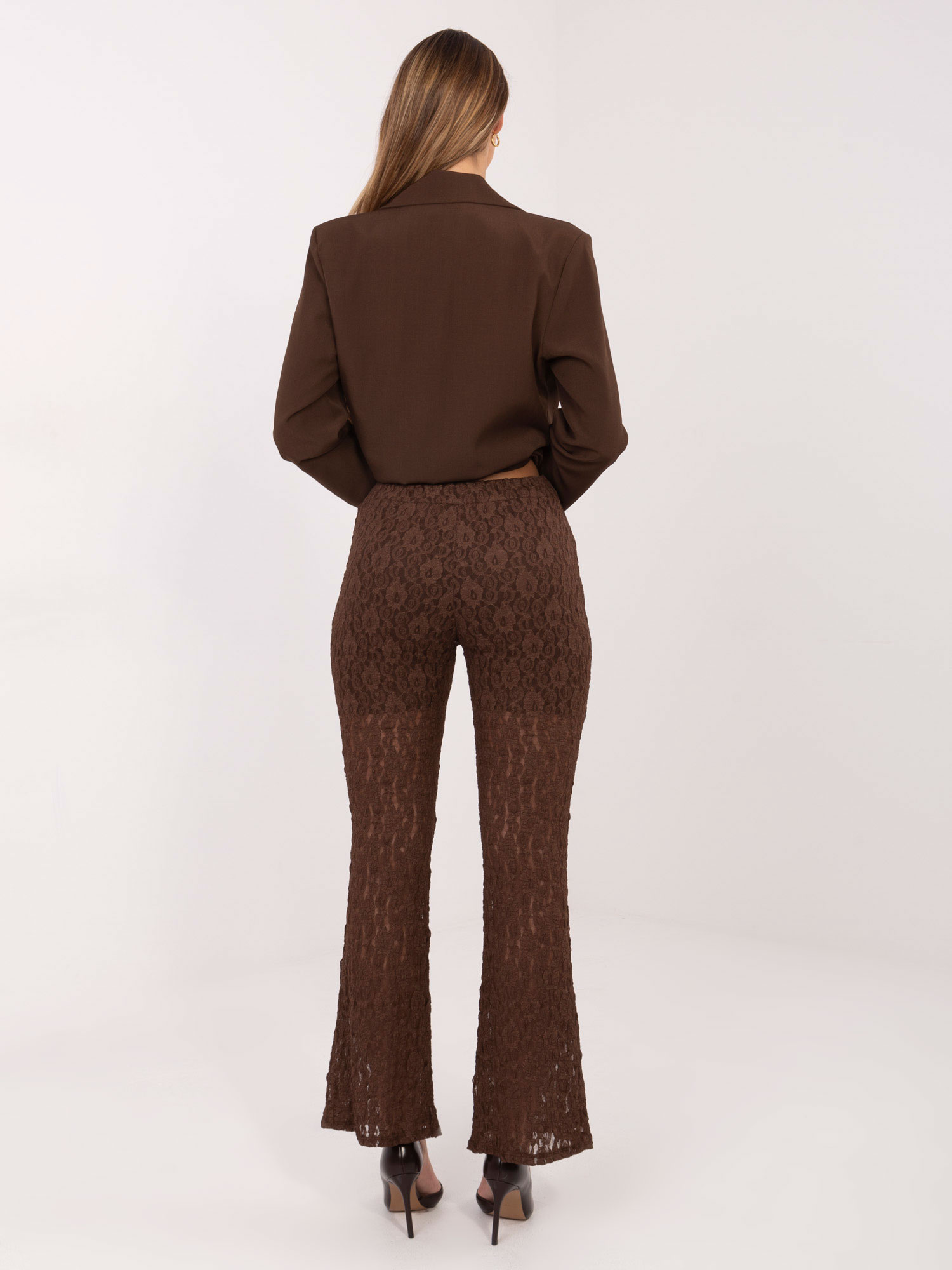 Hnedé vzorované nohavice