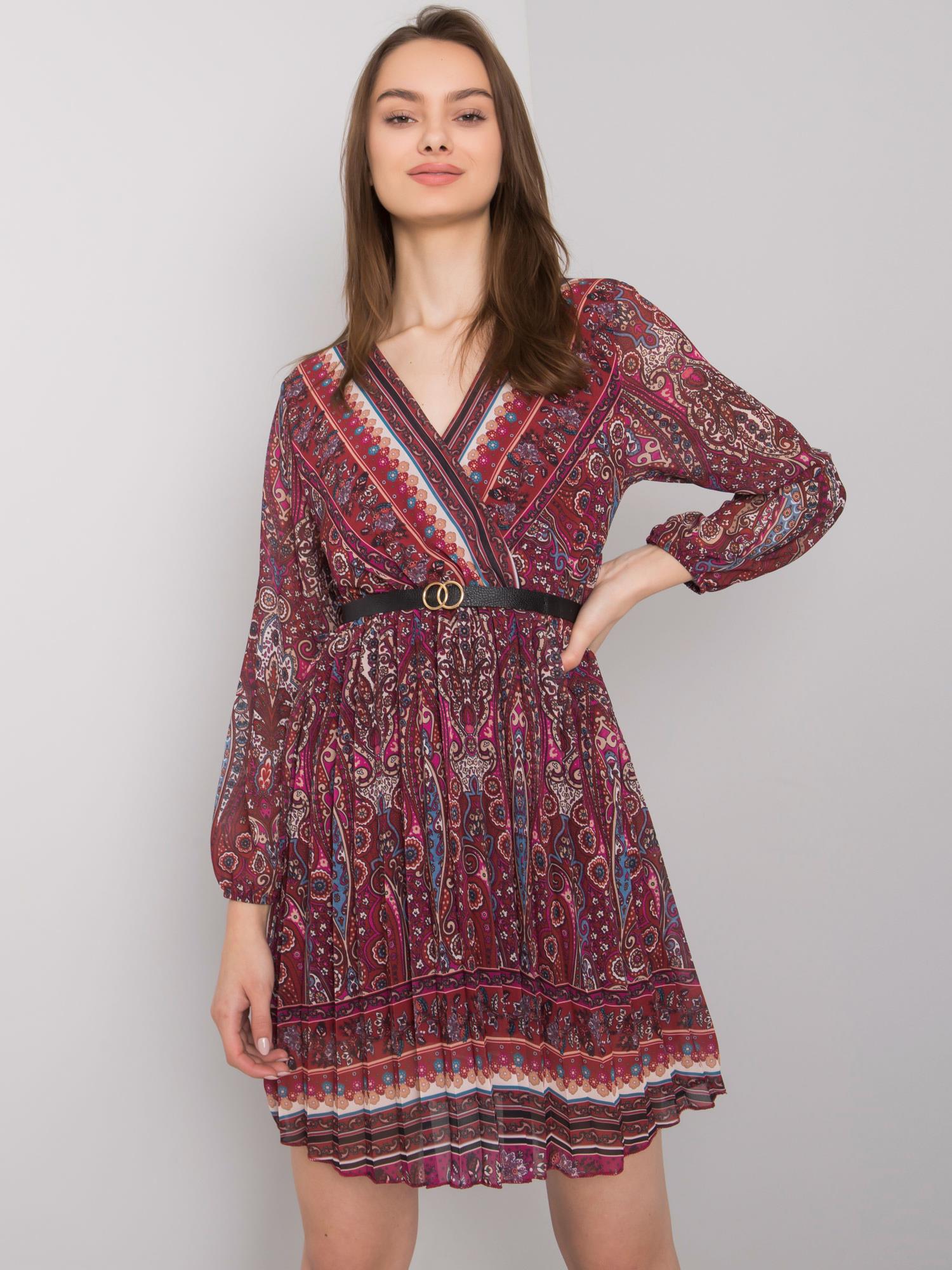 Dress-DHJ-SK-10201.93P-burgundy