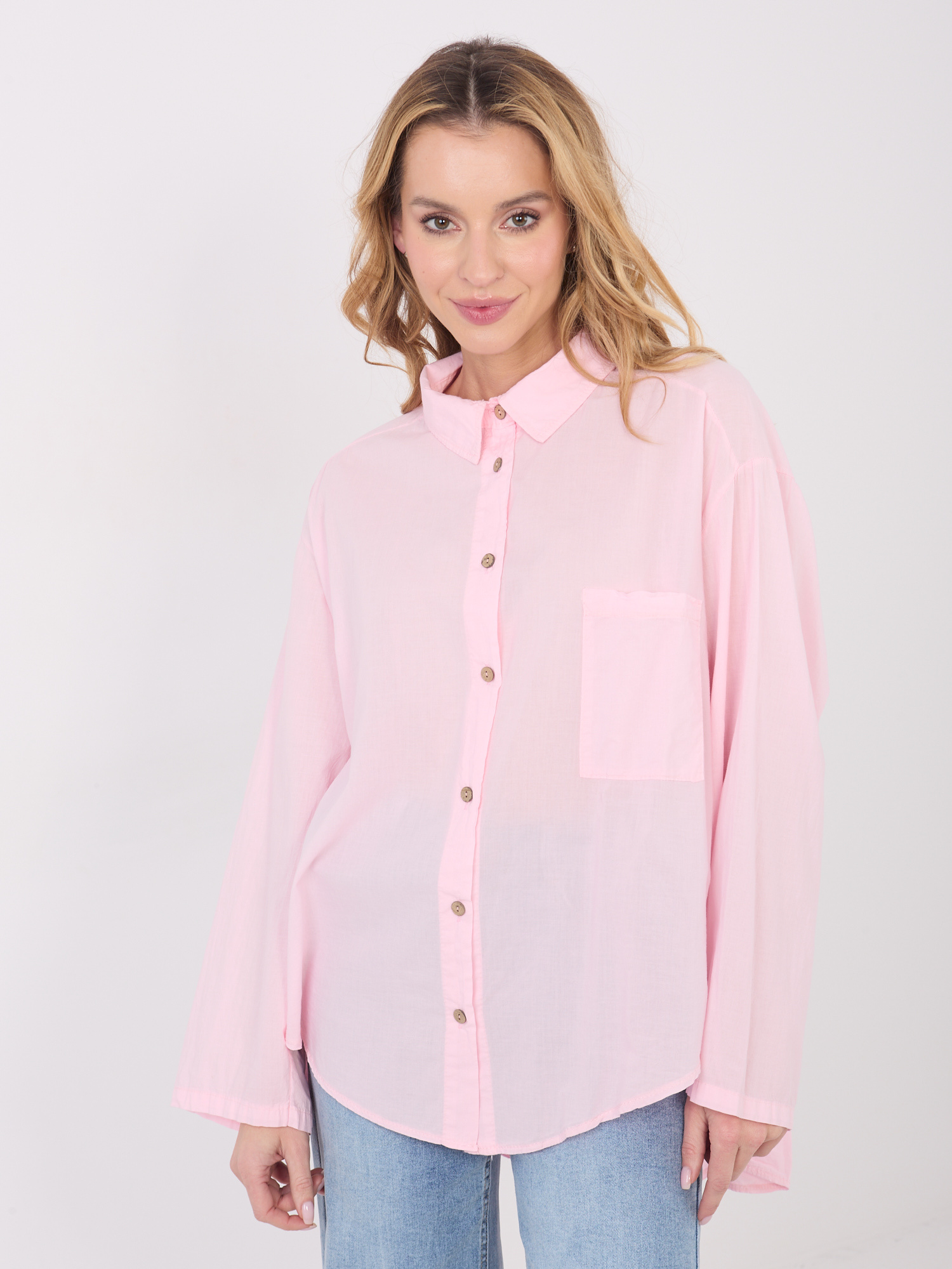 Růžová košile s dlouhým rukávem