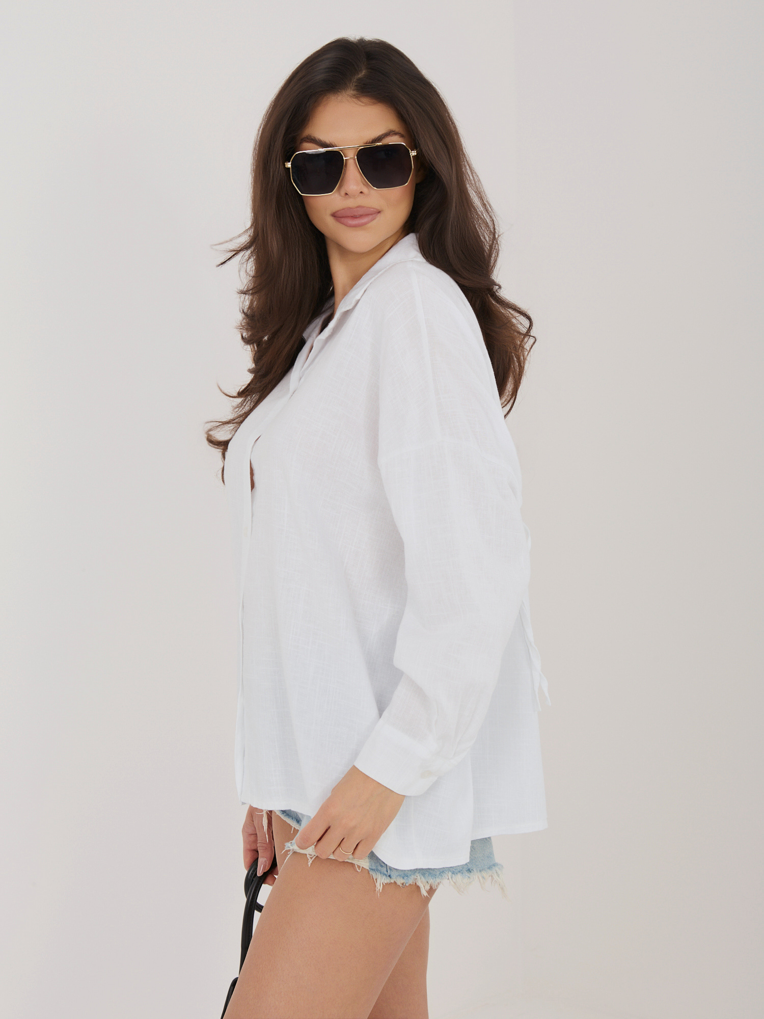 Лятна риза от екрю ленен плат