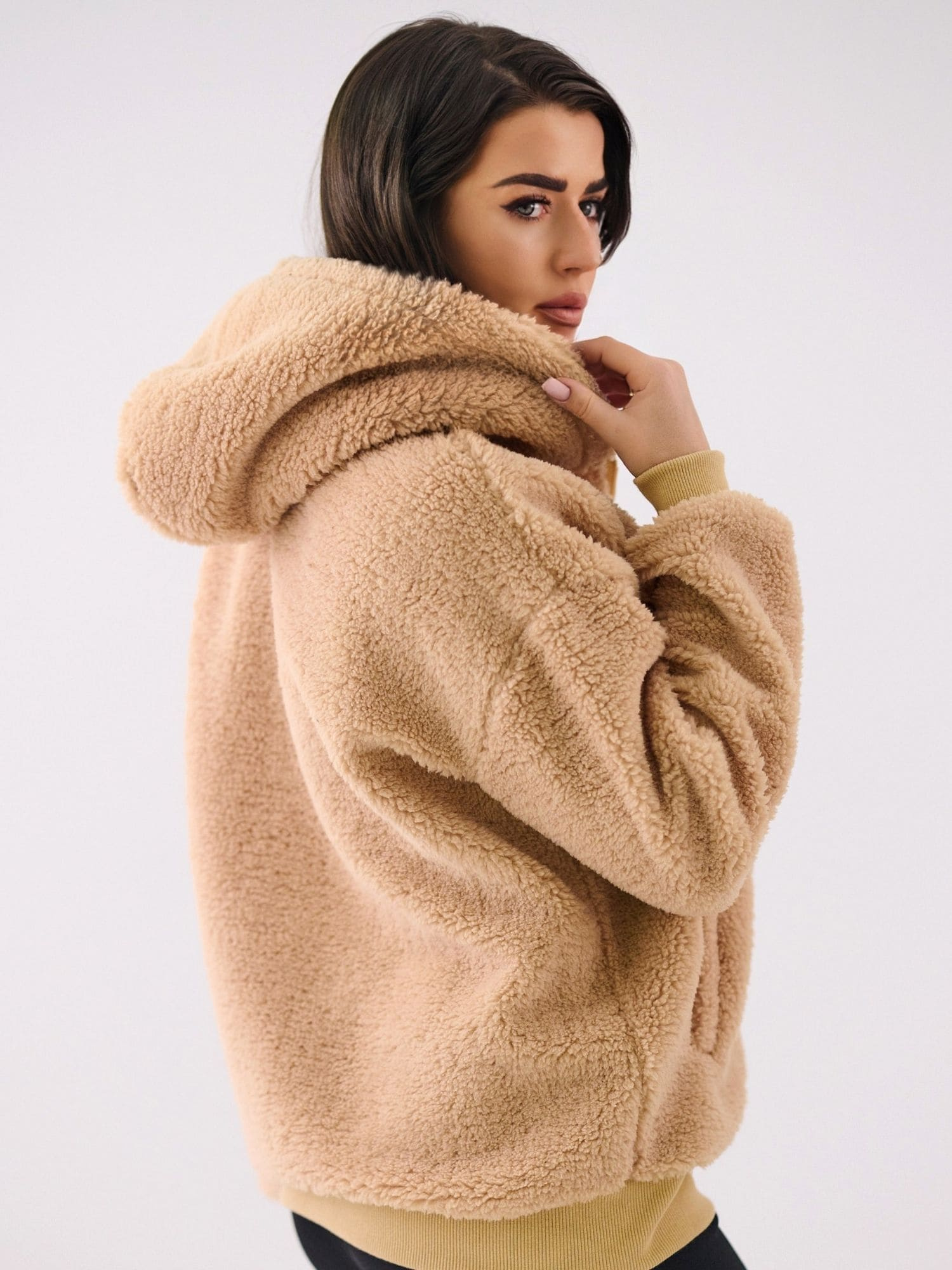 Béžová mikina s kapucí na zip