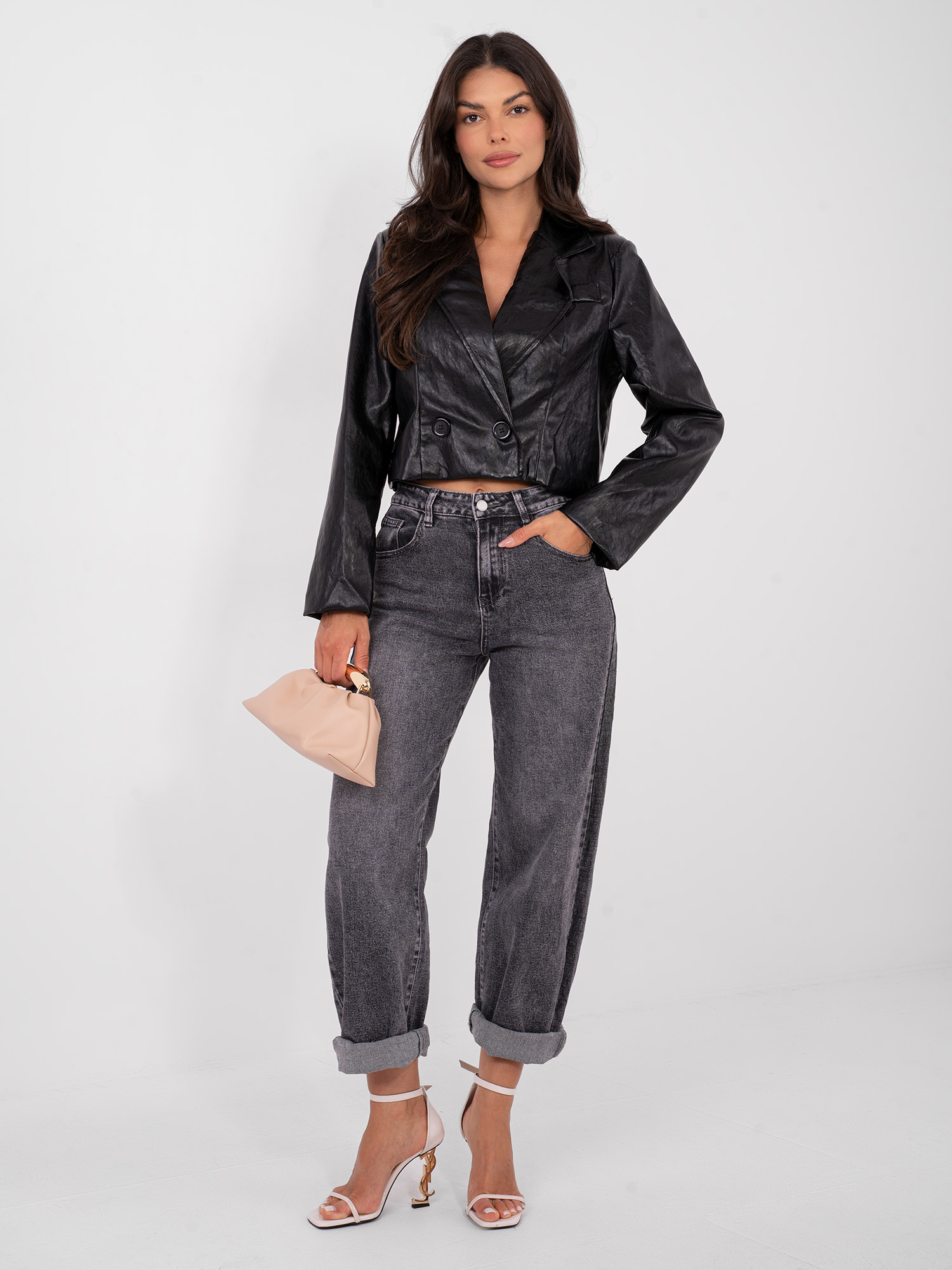 Černá kožená bunda