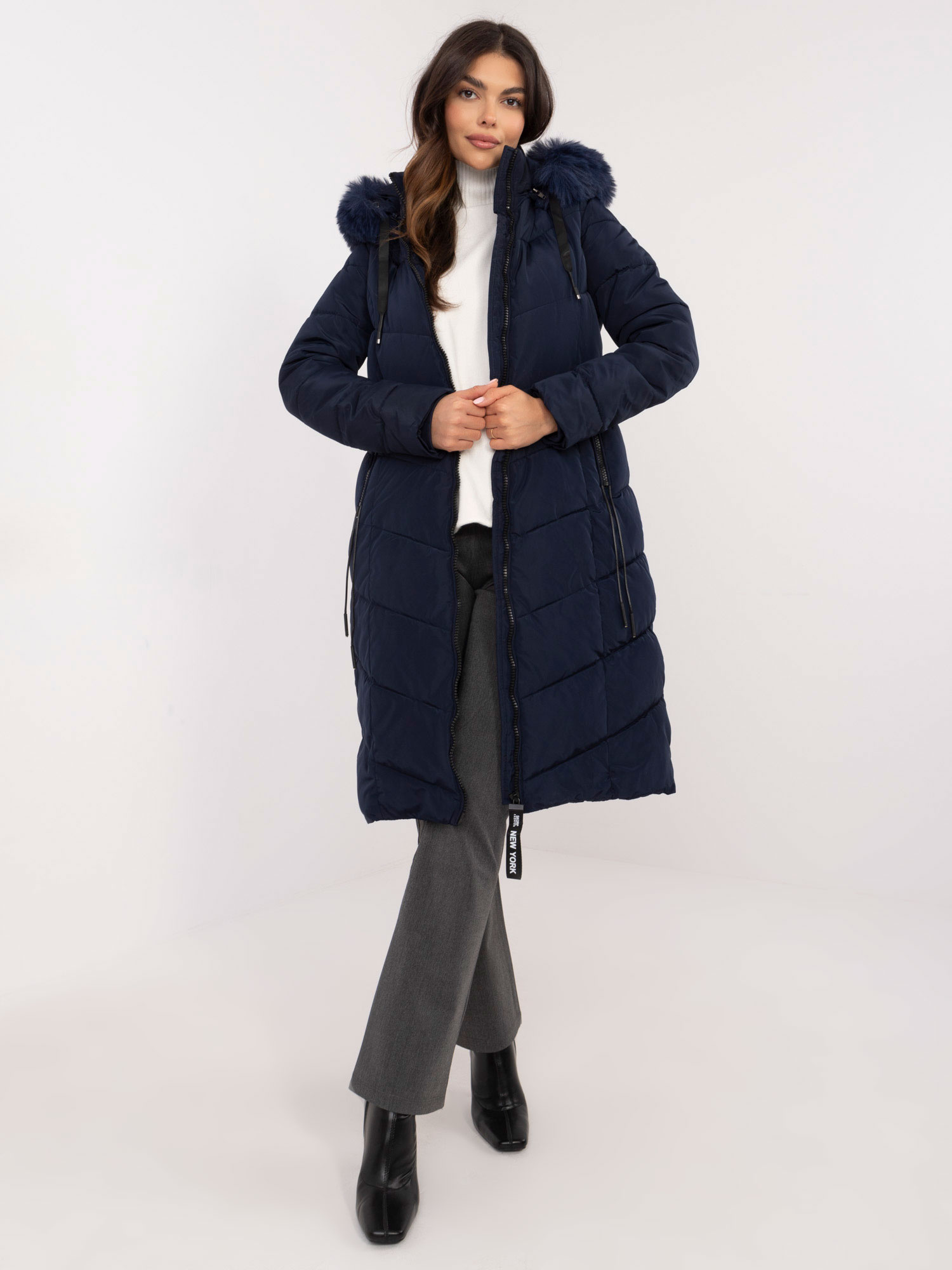 Dark blue long winter jacket