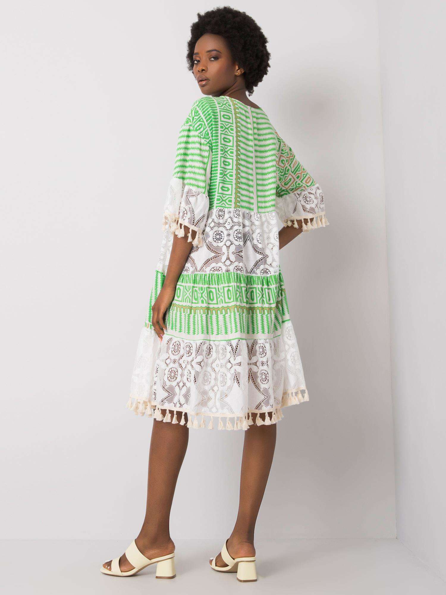 Dress-DHJ-SK-13567.41P-white-green
