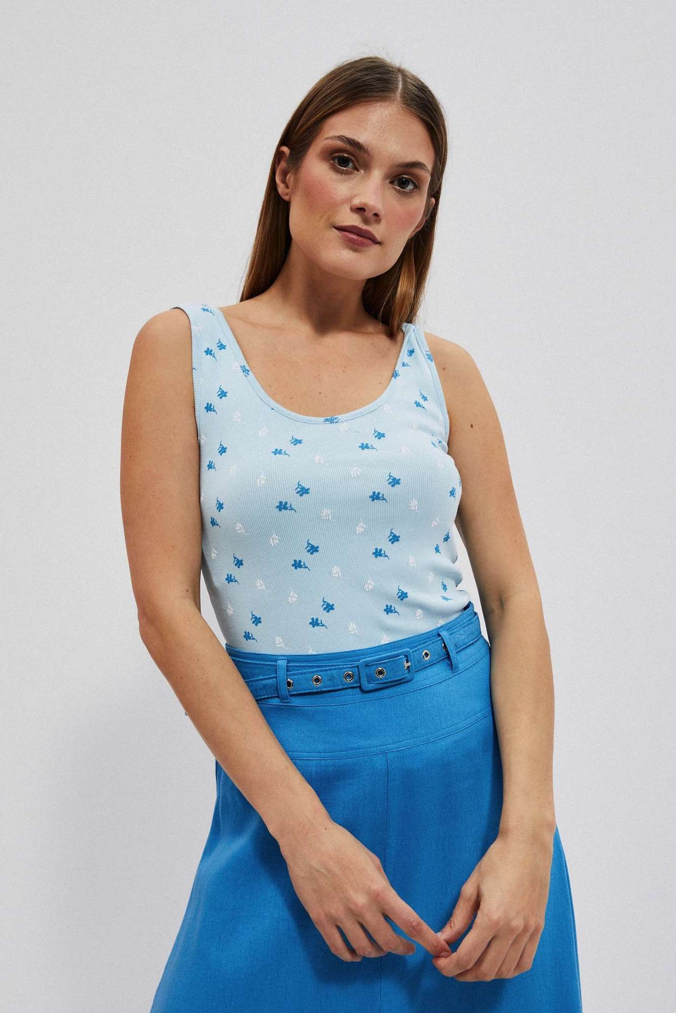 WOMEN'S TOP L-TS-4082 LIGHT BLUE
