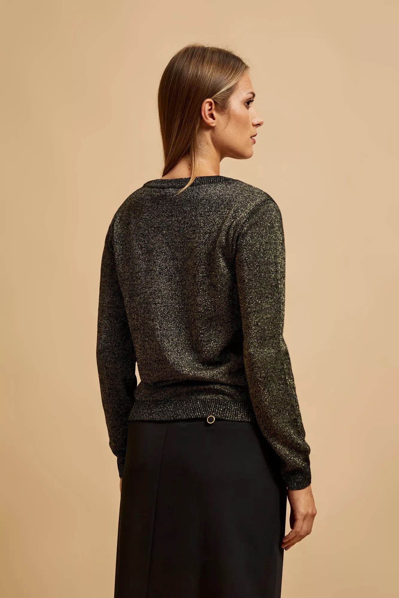 Sweater with metallic thread