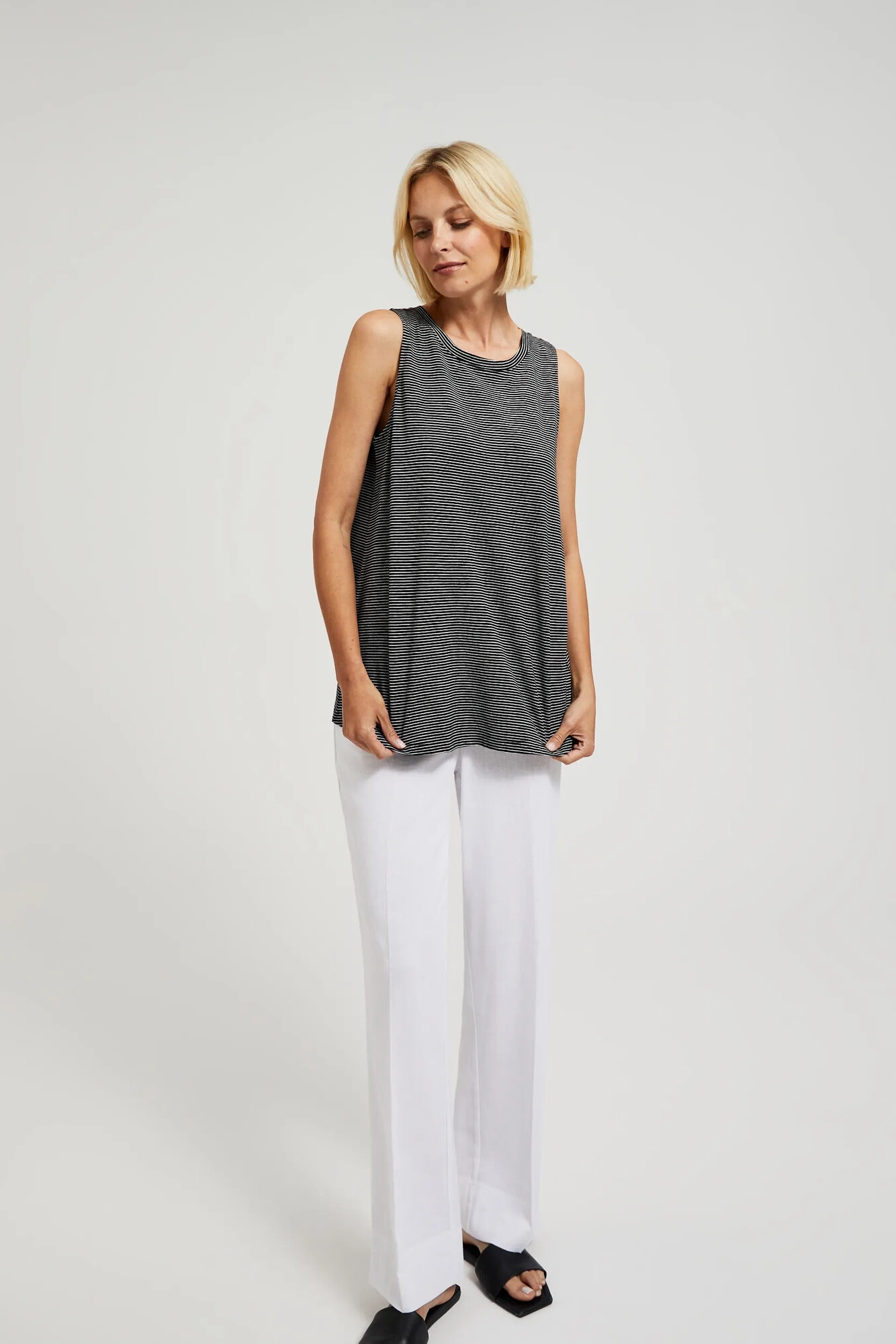 Women's striped top MOODO - black/white