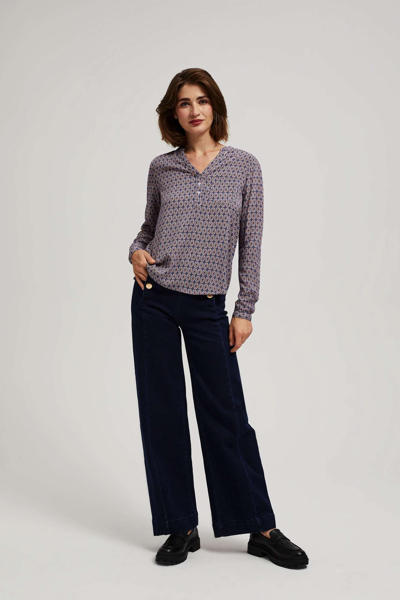 Patterned V-neck shirt