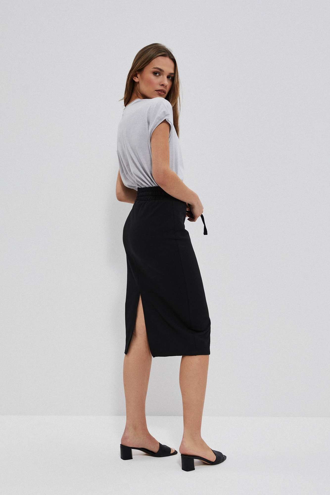 Sweatshirt knit skirt - black