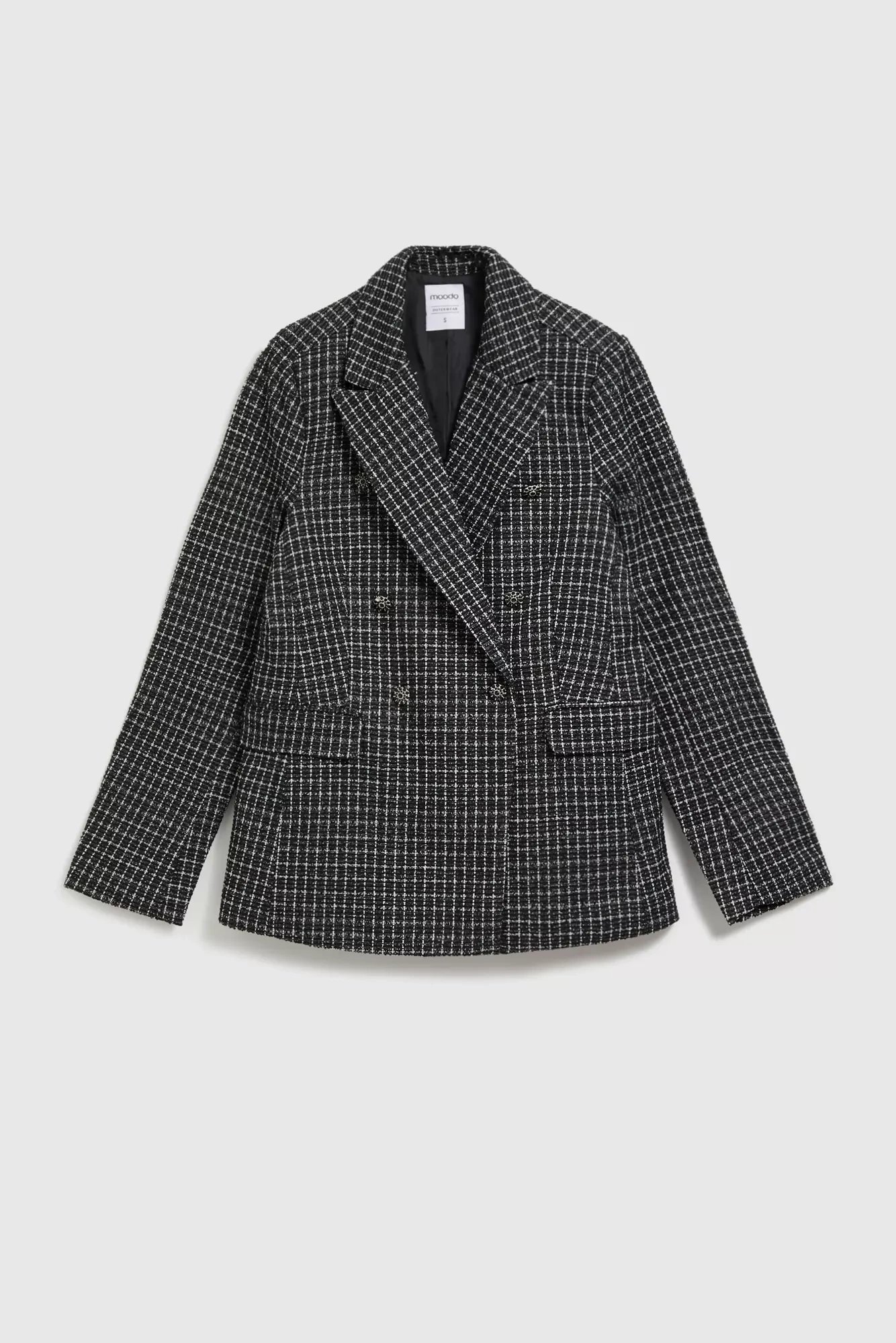 Double-breasted blazer with decorative buttons