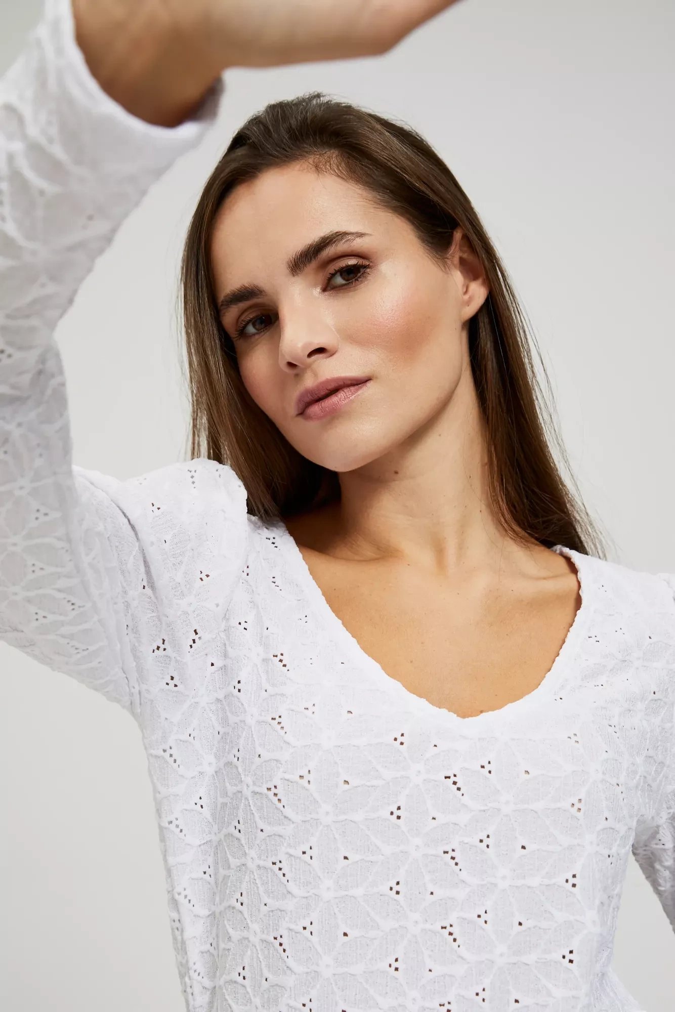 Openwork blouse with a V-neck