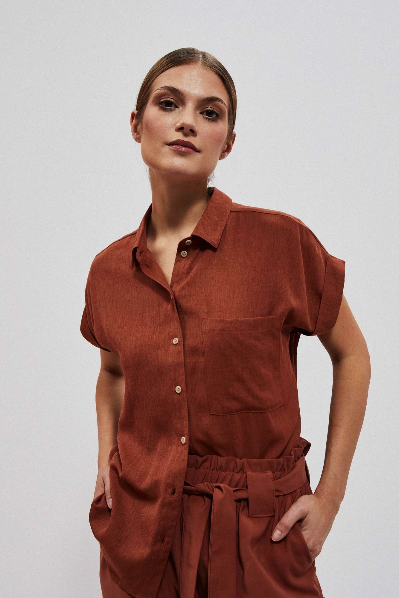 WOMEN'S SHIRT L-KO-4023 BROWN