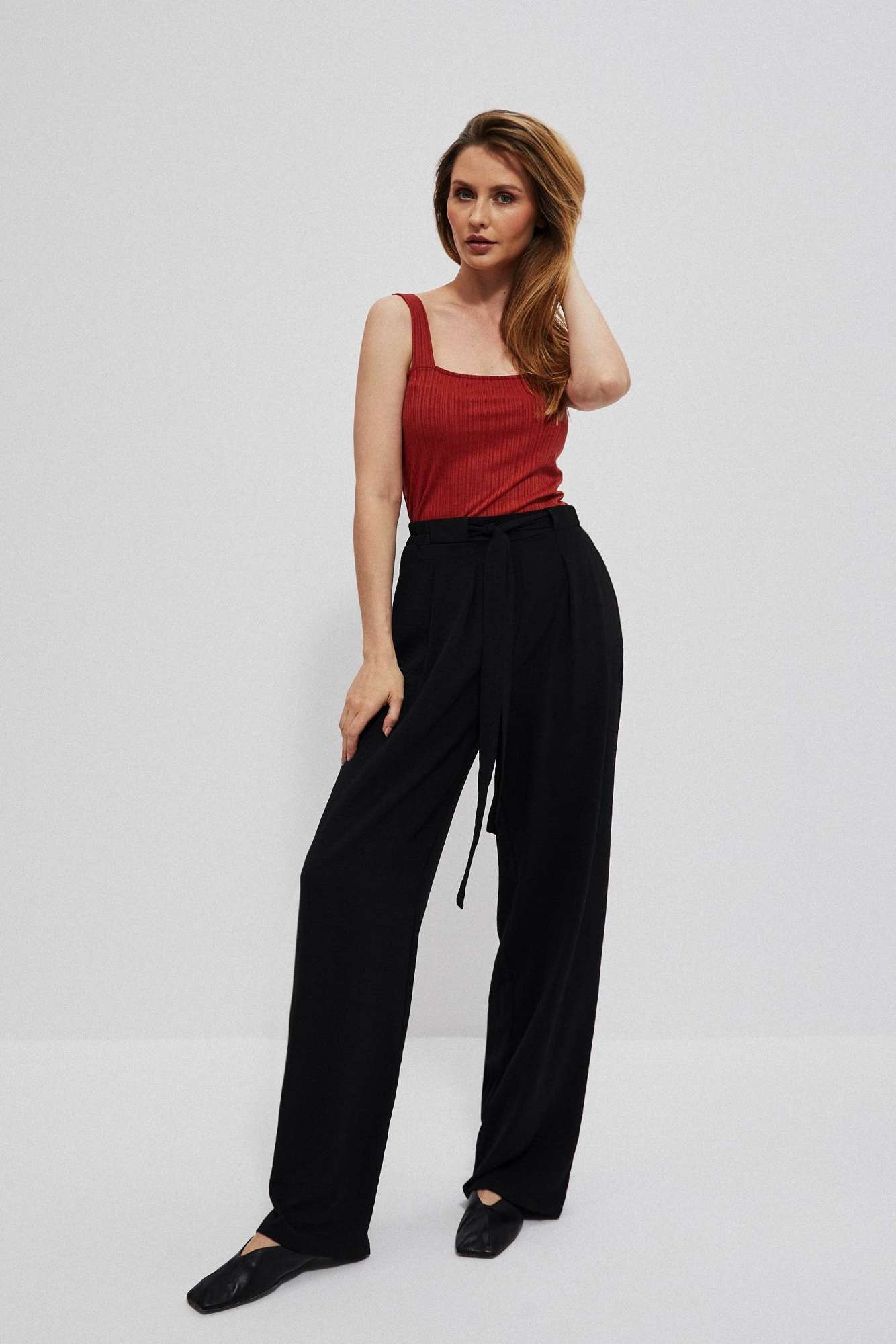 Ribbed top with wide straps - red