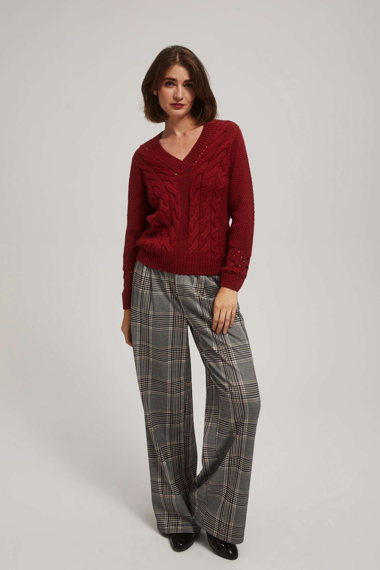 Openwork sleeve sweater