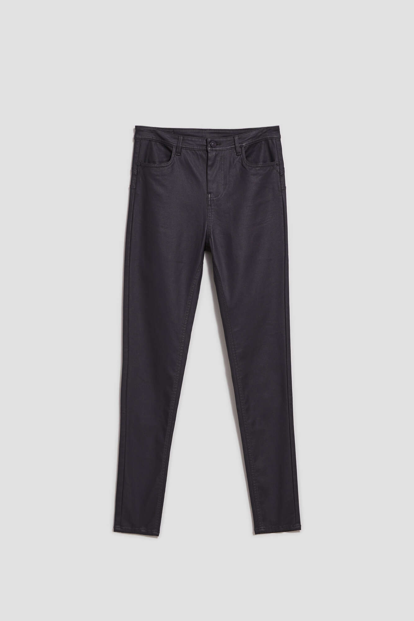 Marisse Waxed Skinny Trousers, Gray