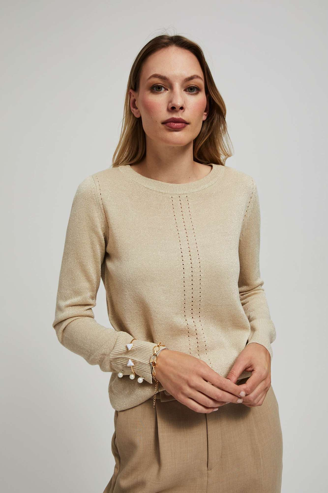 Sweater with openwork decoration