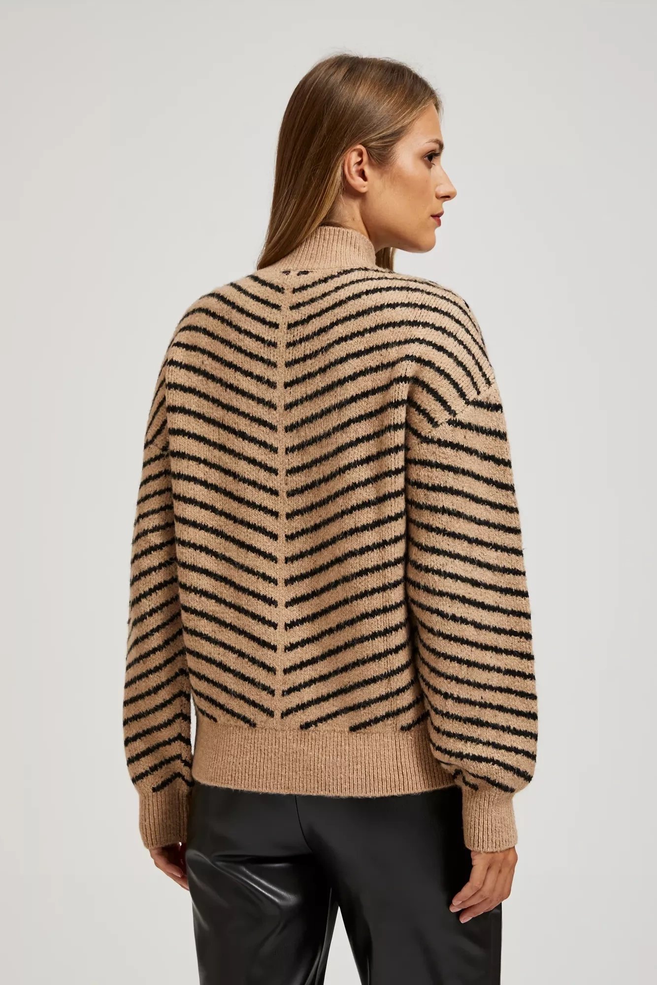 Marisse Beige And Black Striped Sweater