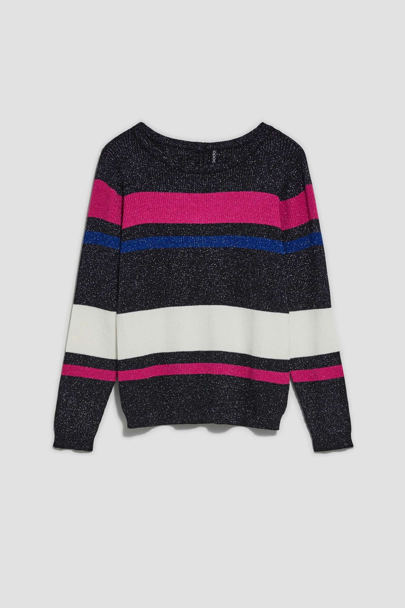 Striped sweater with metallic thread