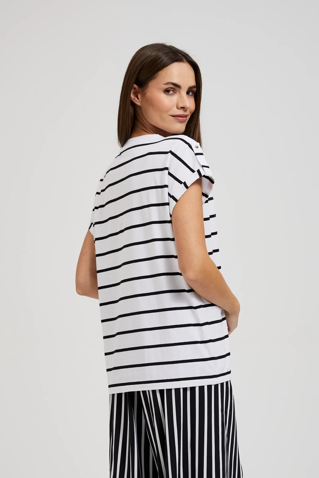 Women's striped T-shirt MOODO - white