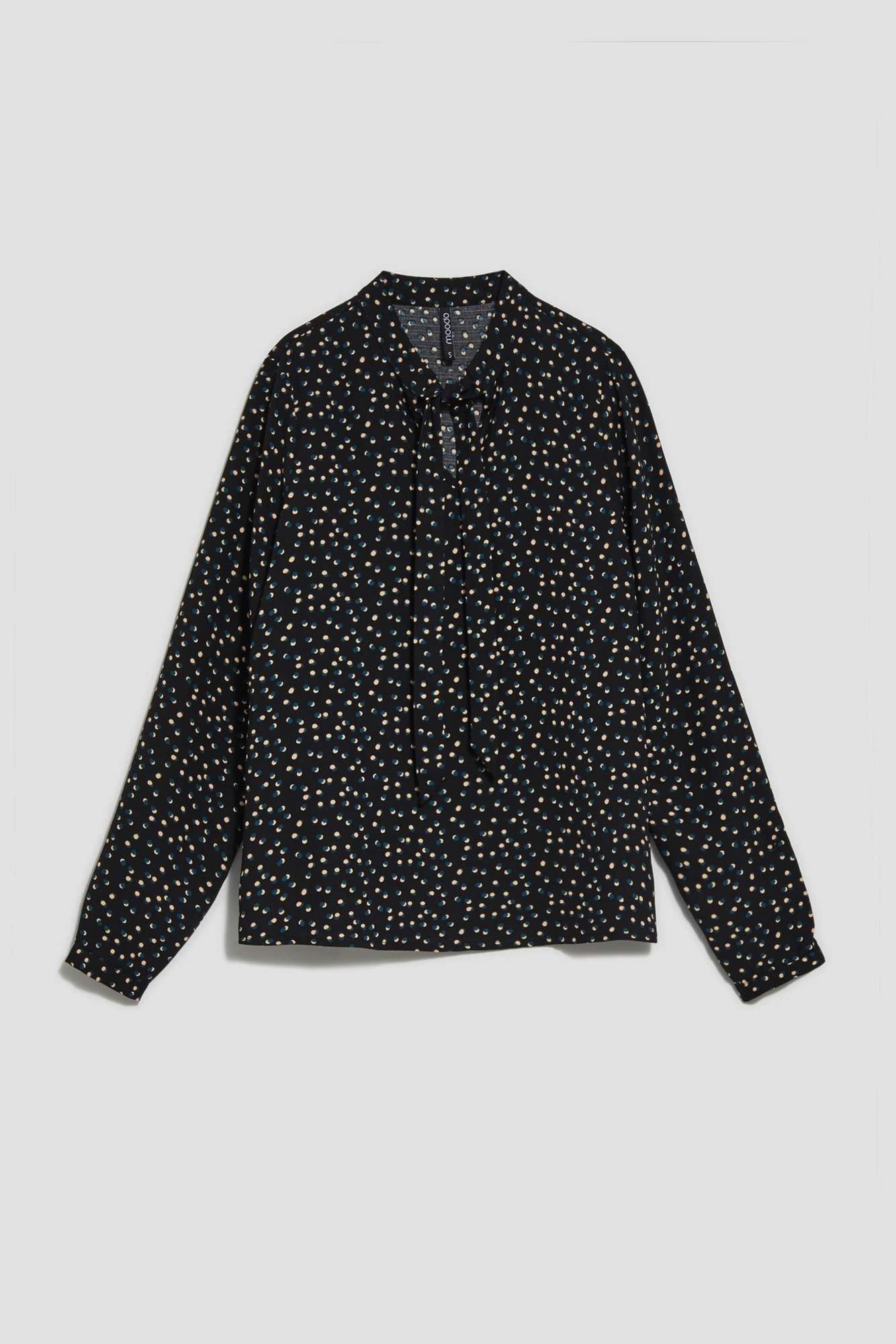 Blouse with print and knotted neckline