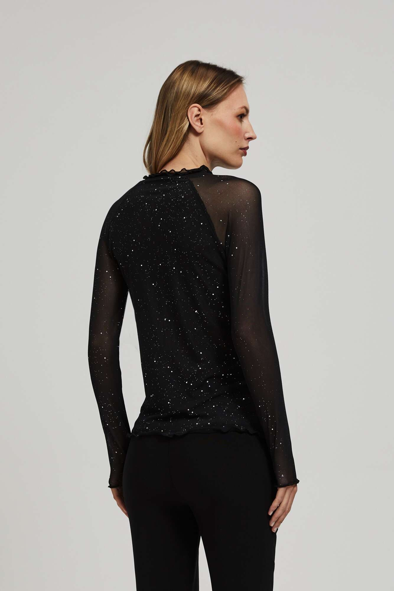 Blouse with transparent sleeves