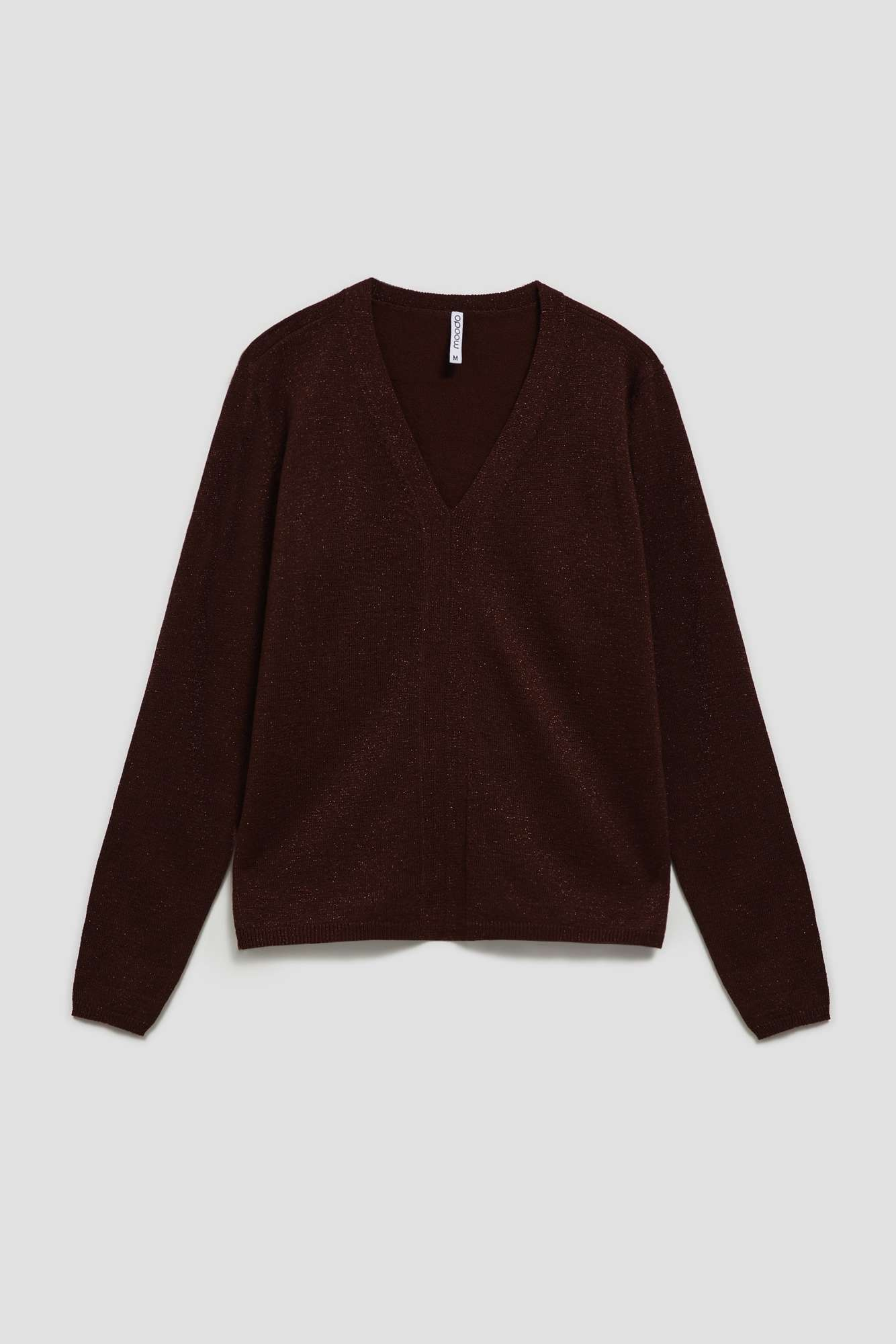 Sweater with metal thread and V-neck
