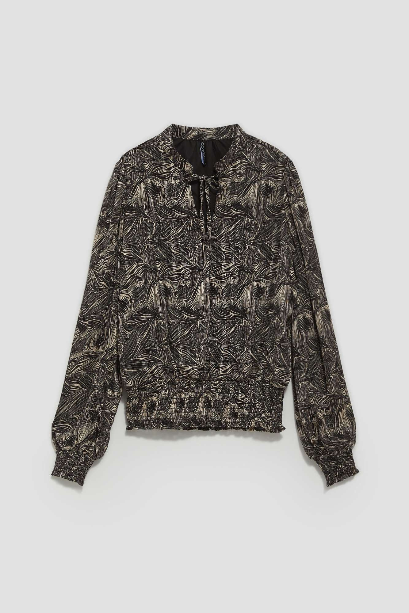 Shirt with print and tied neckline