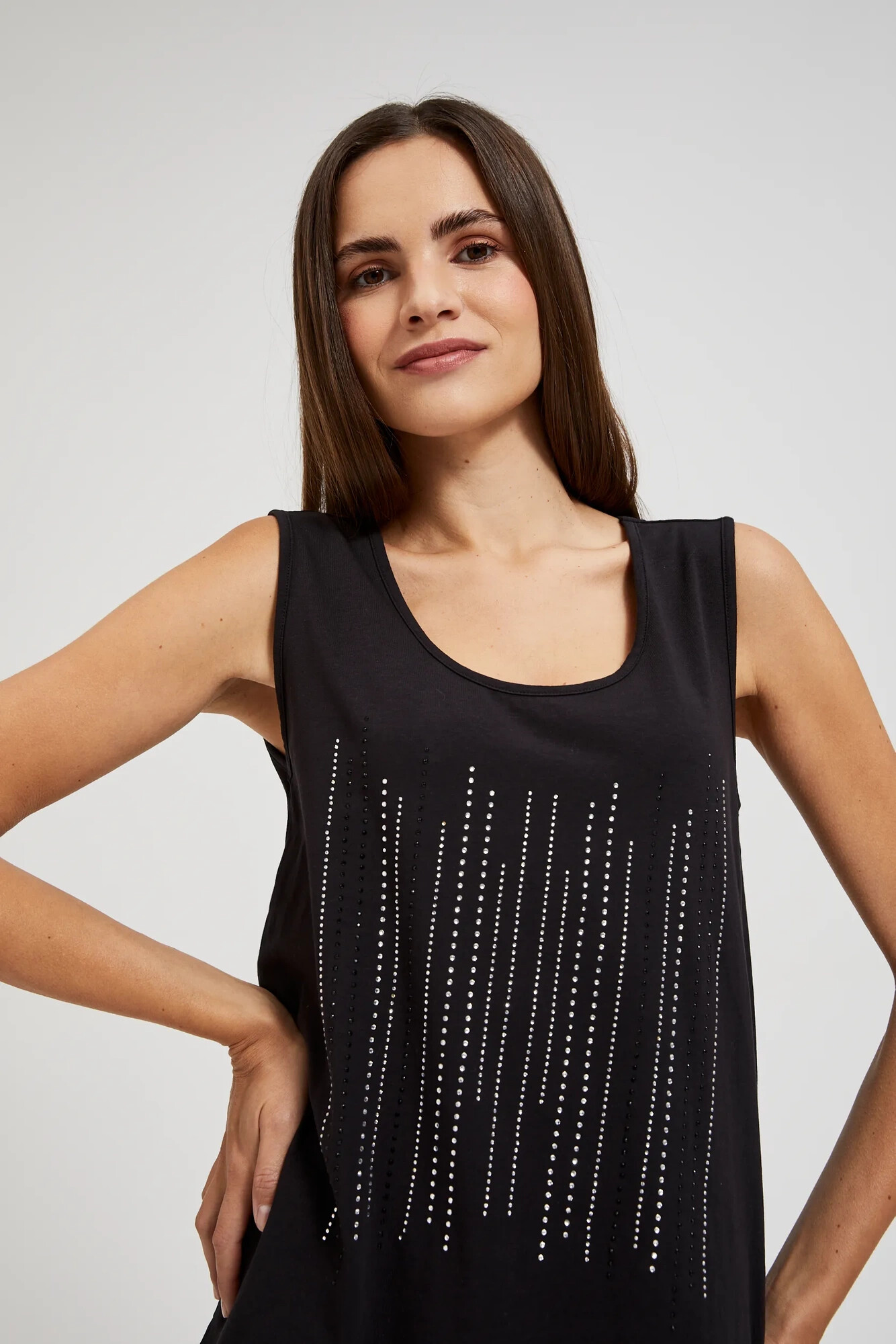 Women's top with stones MOODO - black