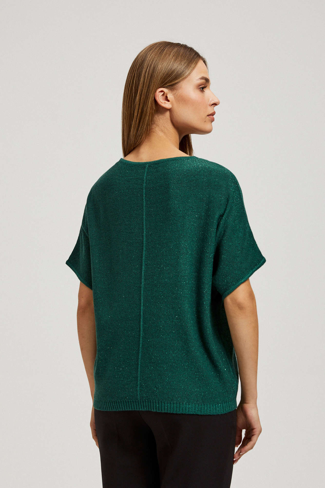 Oversize sweater with metallic thread