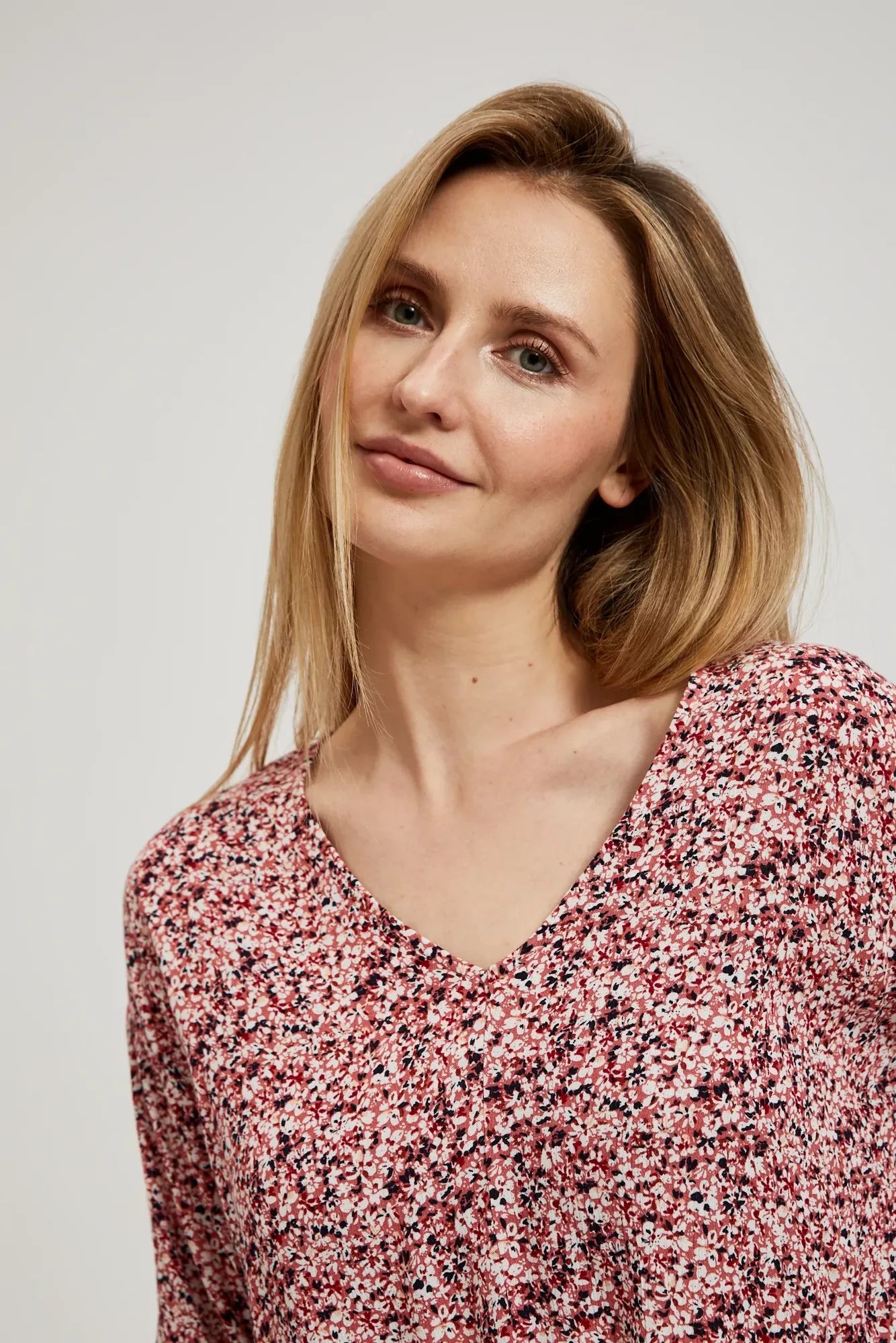Ladies' patterned blouse MOODO - pink
