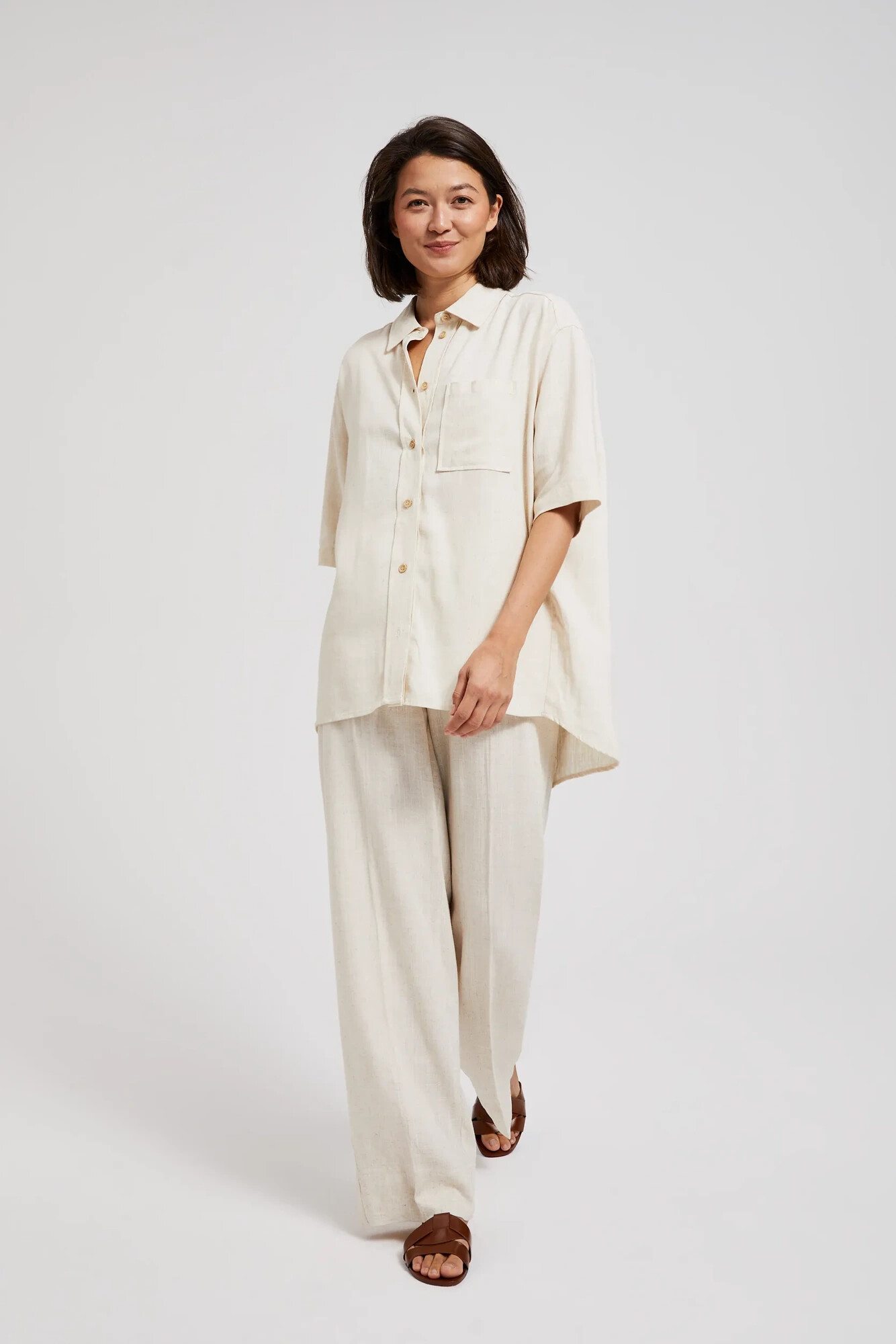 Women's linen shirt MOODO - light beige