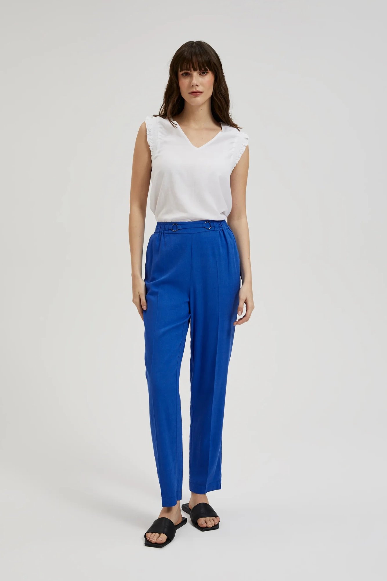 Women's tank top with ruffles MOODO - white