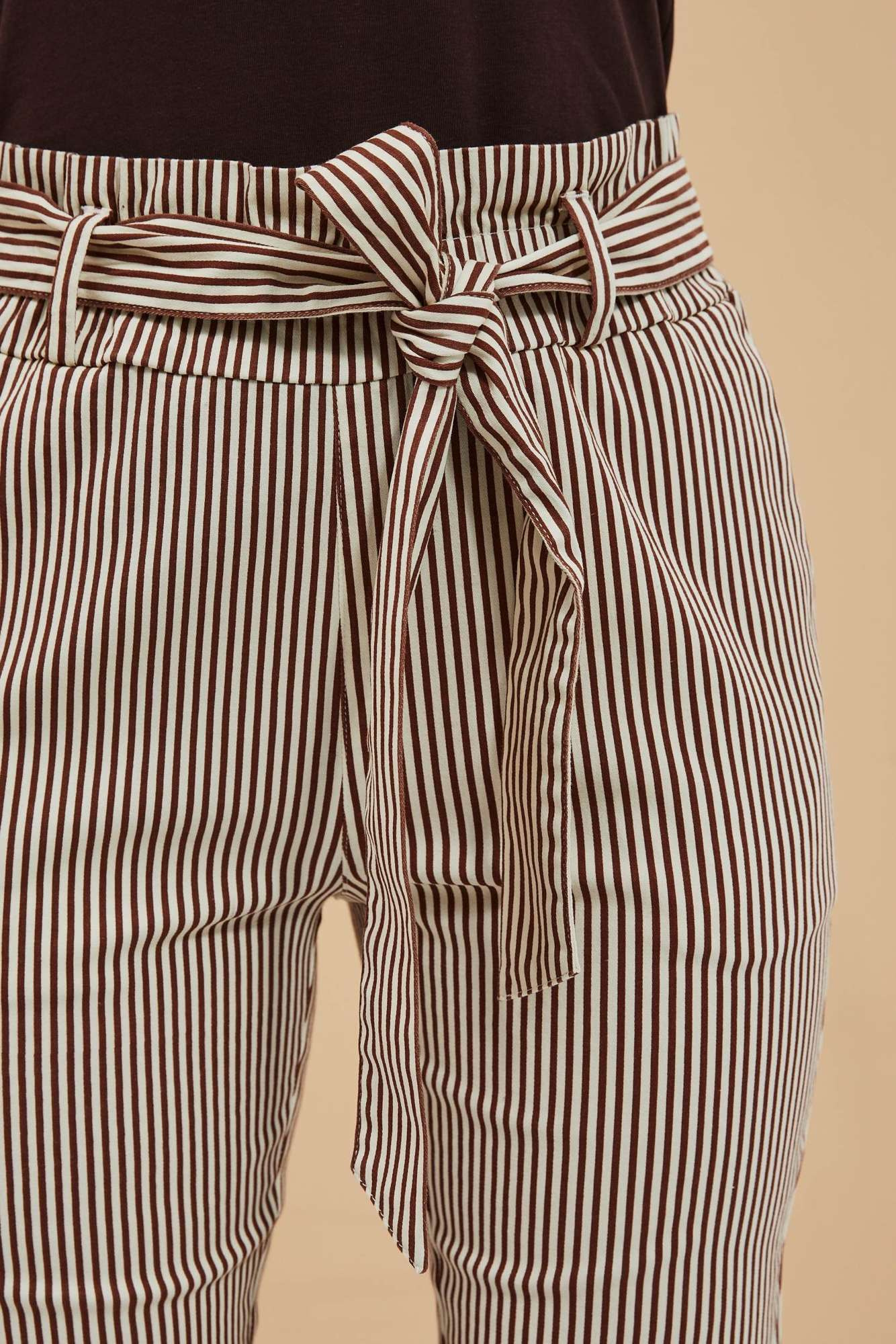 Marisse Women's Trousers L-Sp-4015 Brown_Off White