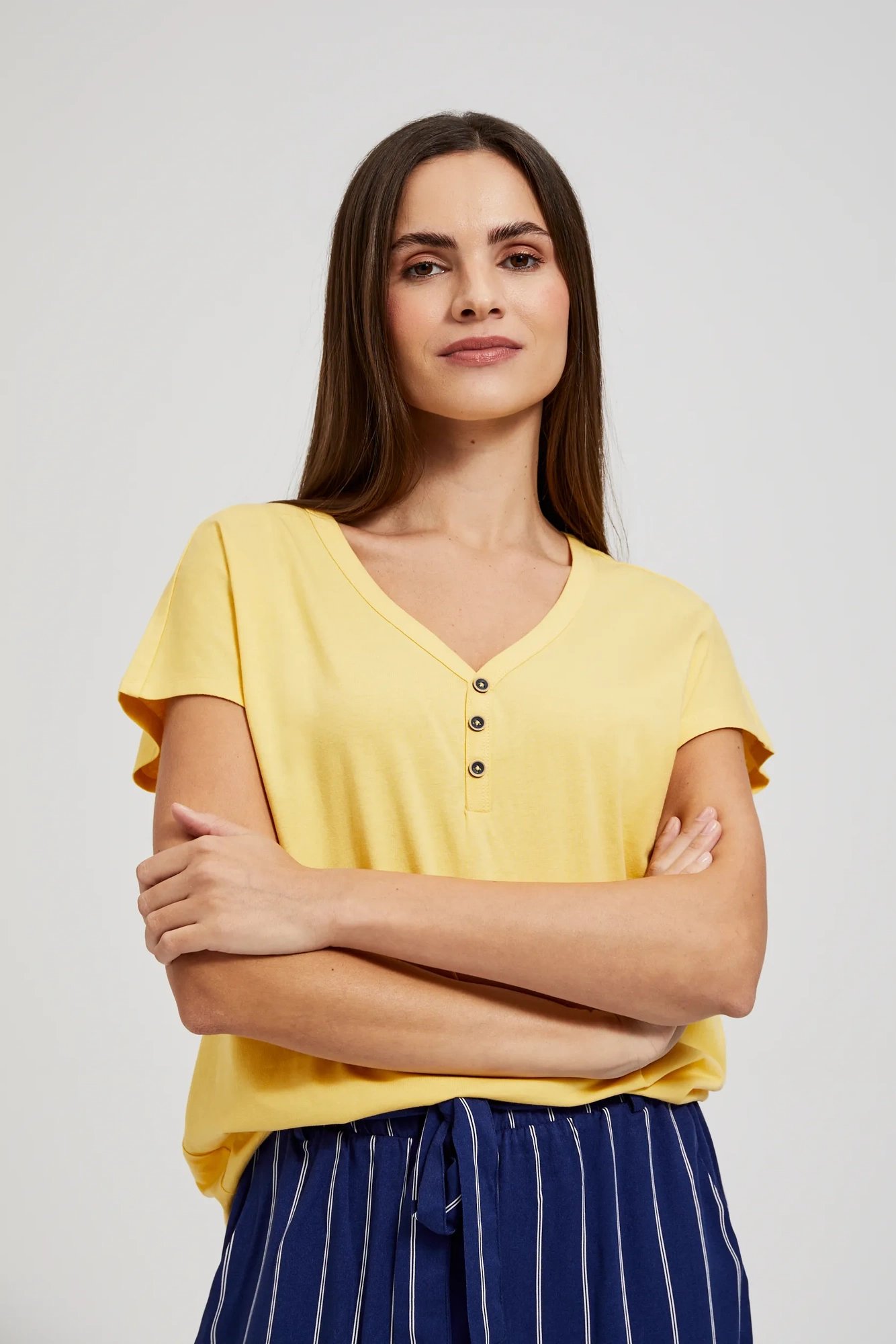 Women's blouse with buttons MOODO - yellow