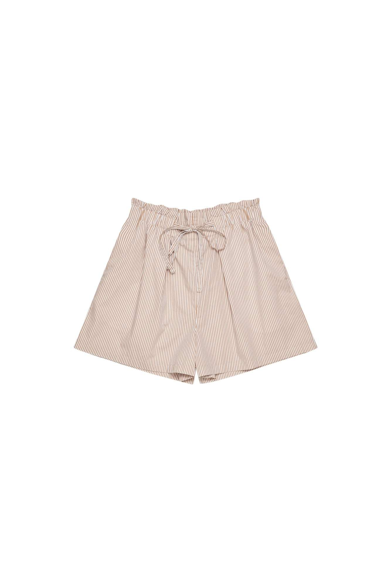 Striped cotton shorts - beige