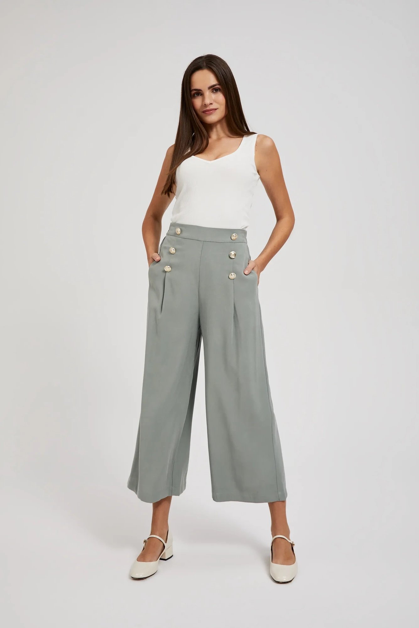 Women's summer trousers MOODO - olive