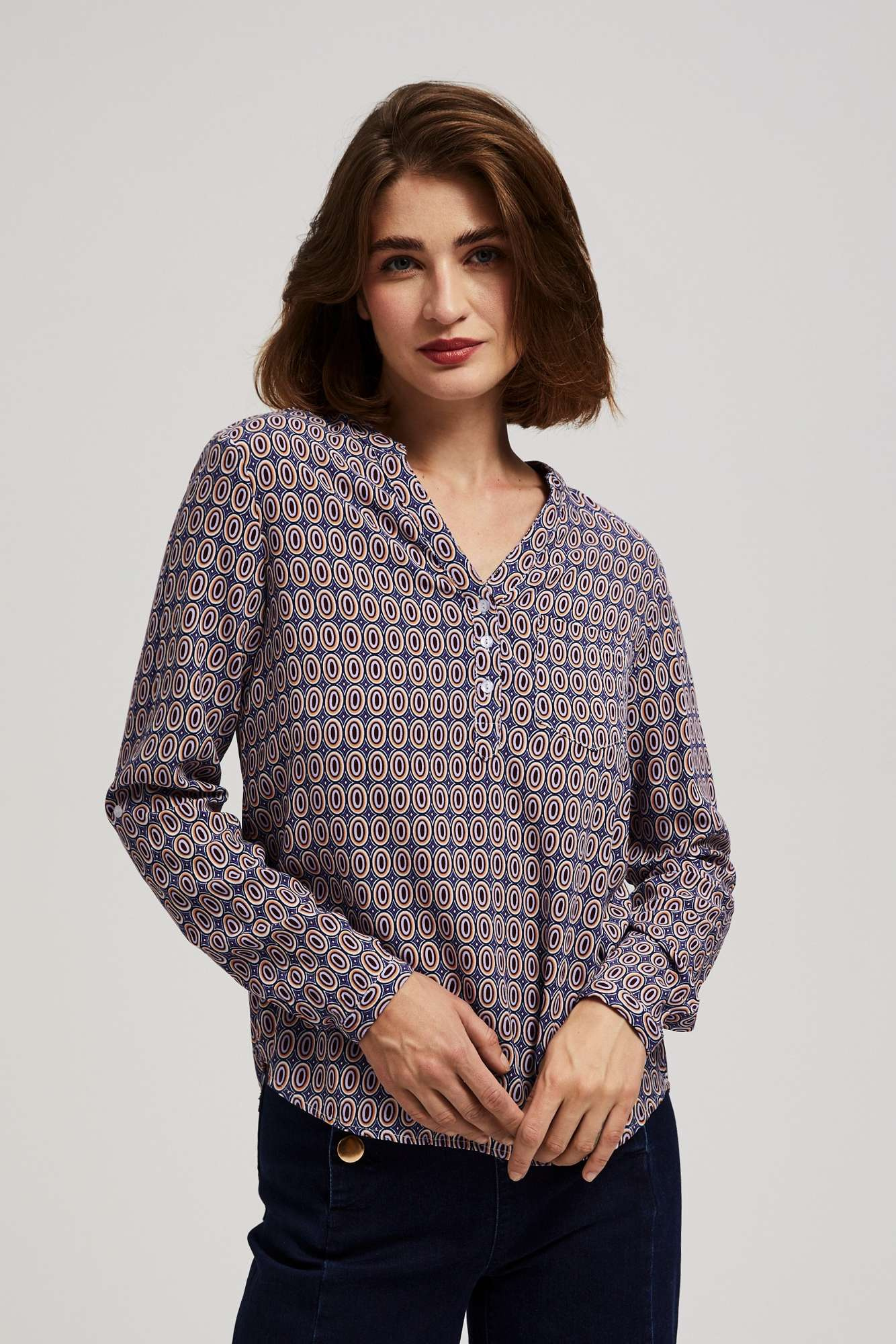Patterned V-neck shirt