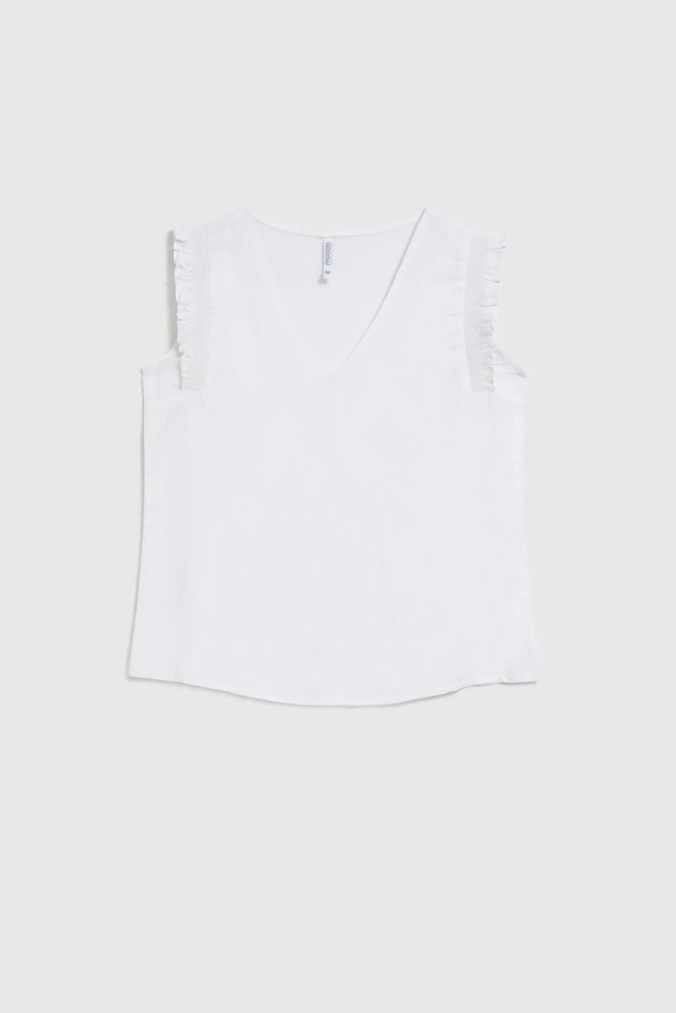 Women's tank top with ruffles MOODO - white