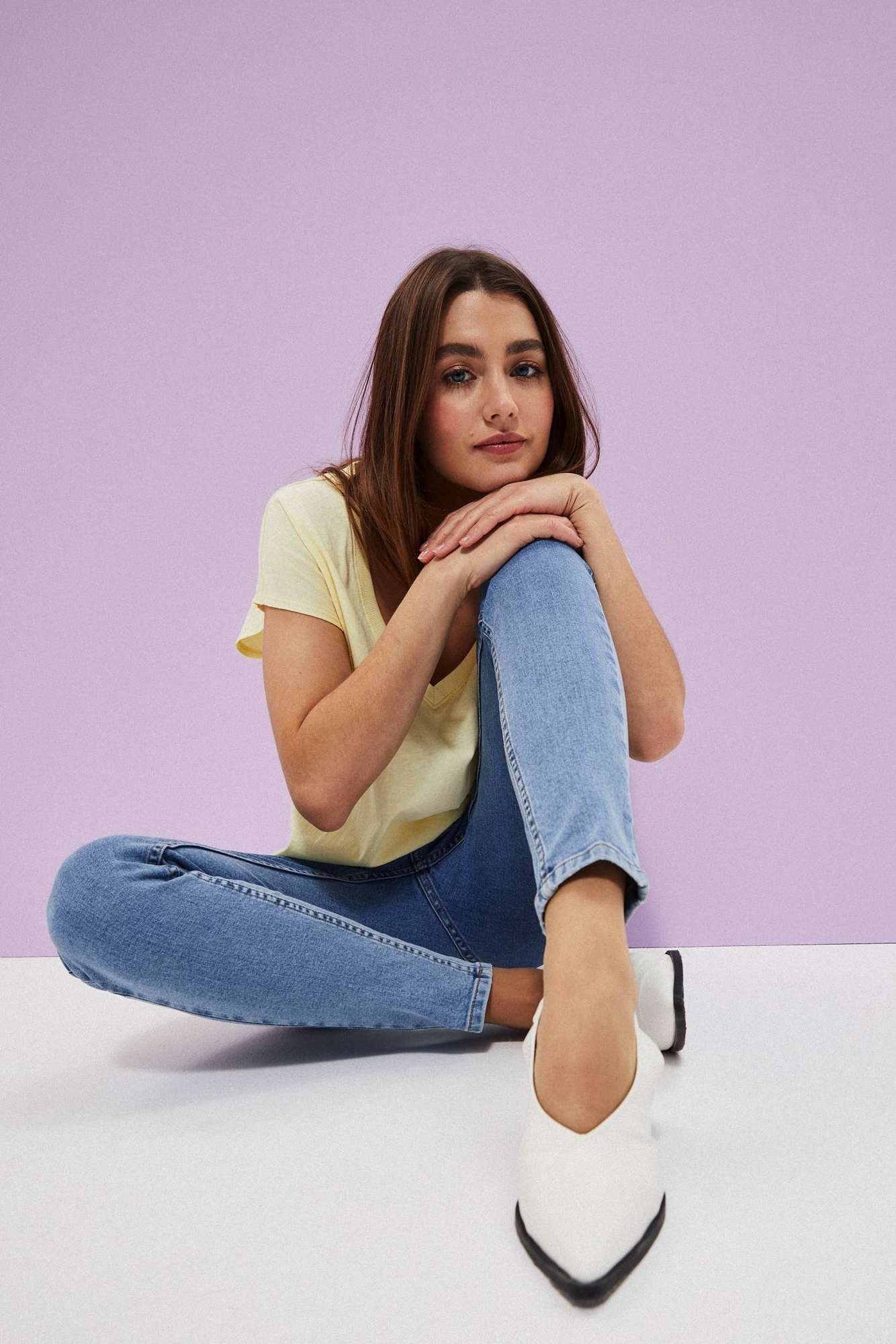 Slim fit pentru femei Moodo - albastru