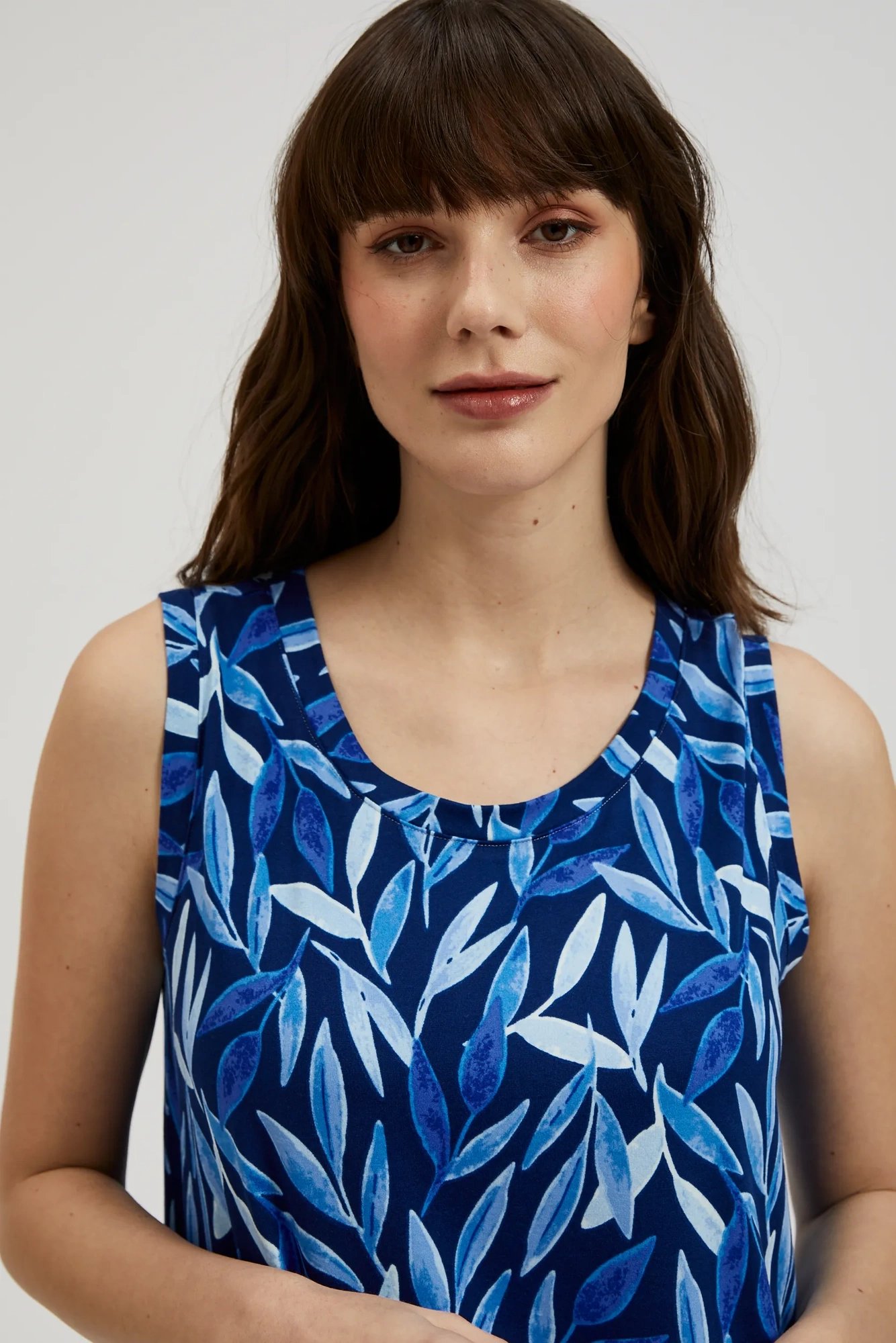 Women's tank top with MOODO print - navy blue