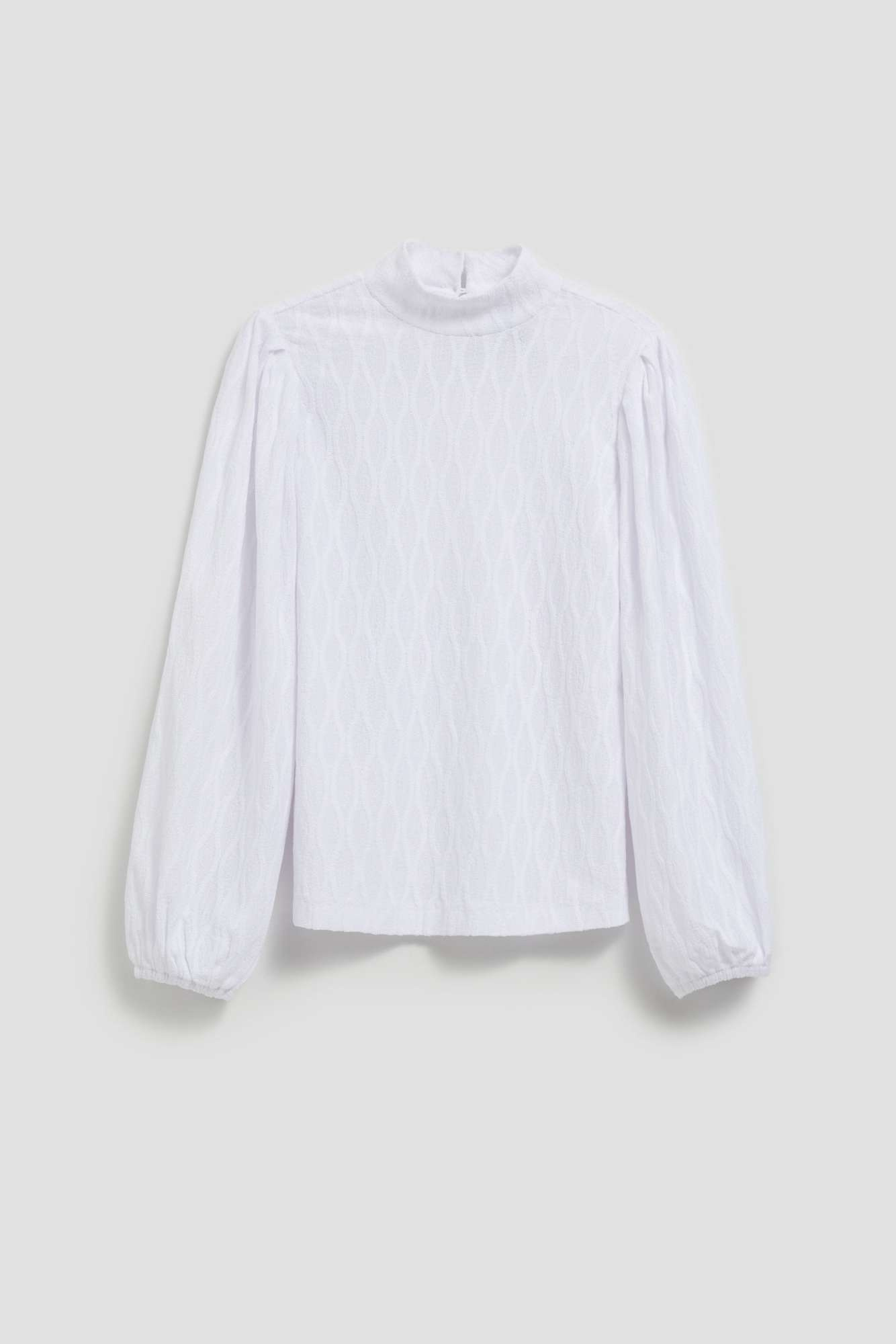 Turtleneck blouse with puff sleeves