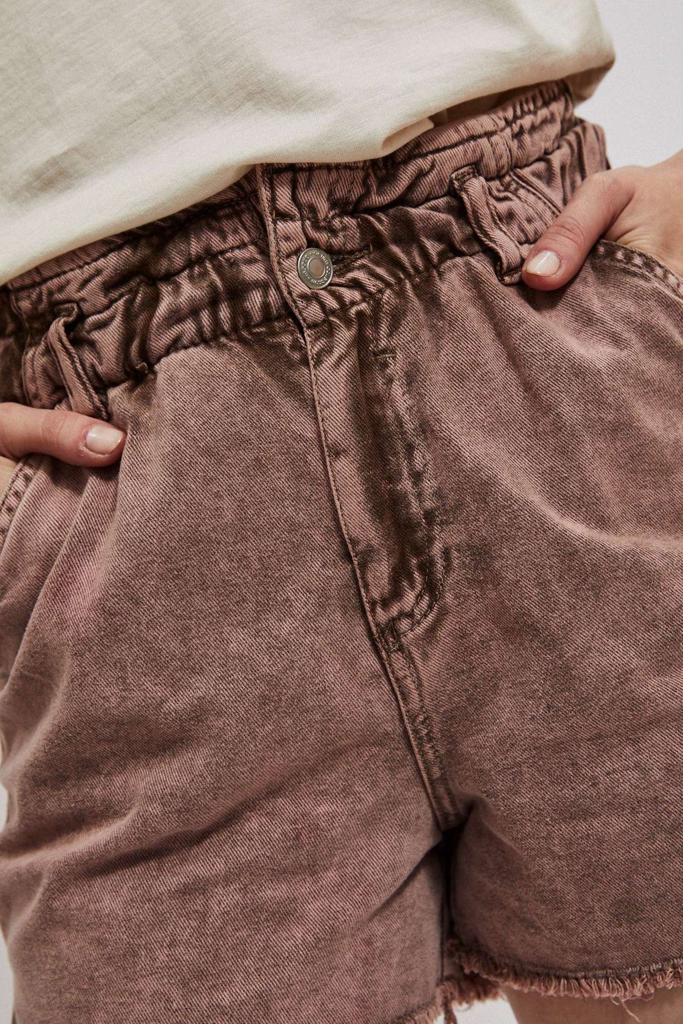 High-waisted denim shorts