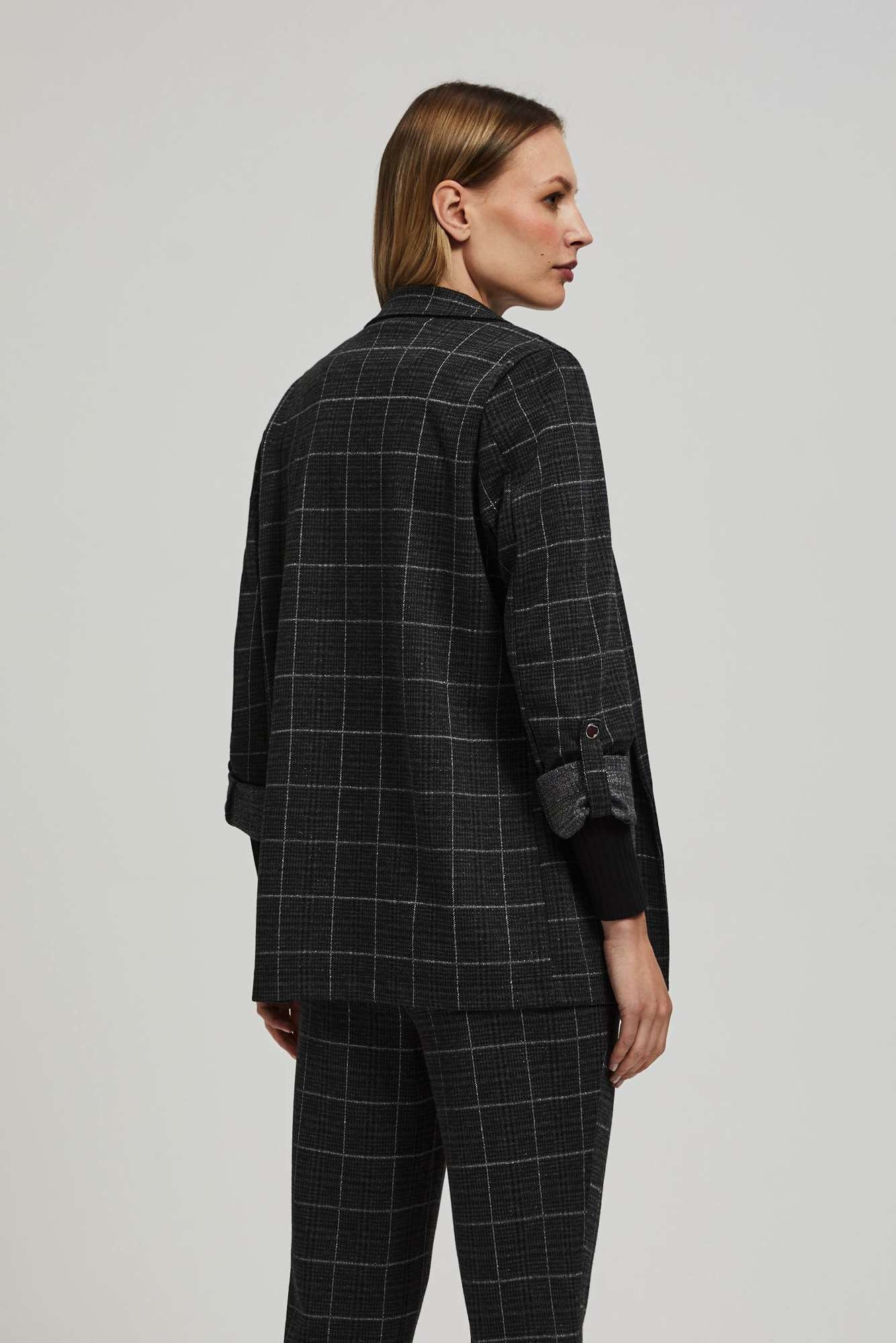 Plaid jacket with rolled sleeves