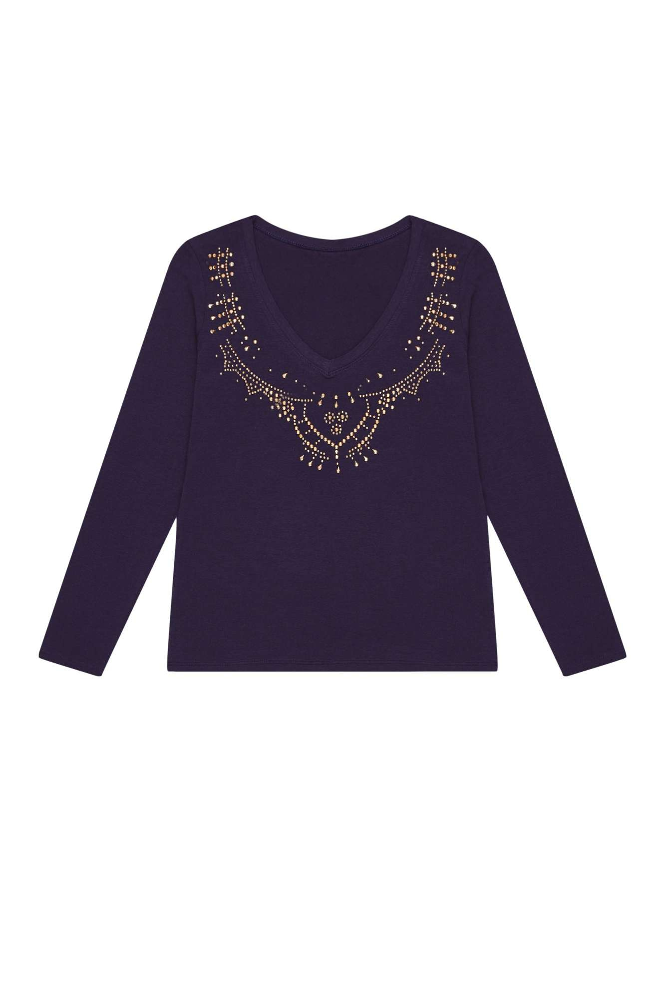 Cotton blouse with rhinestones