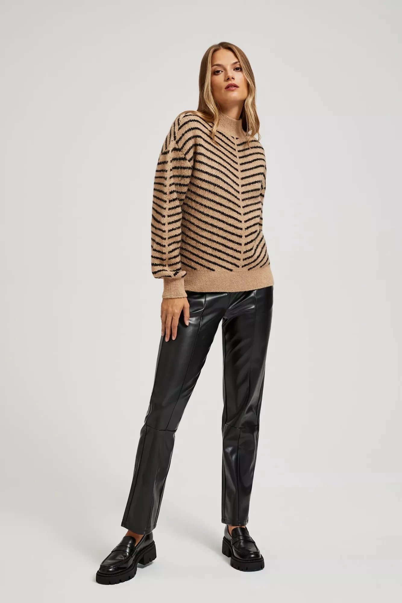 Marisse Beige And Black Striped Sweater