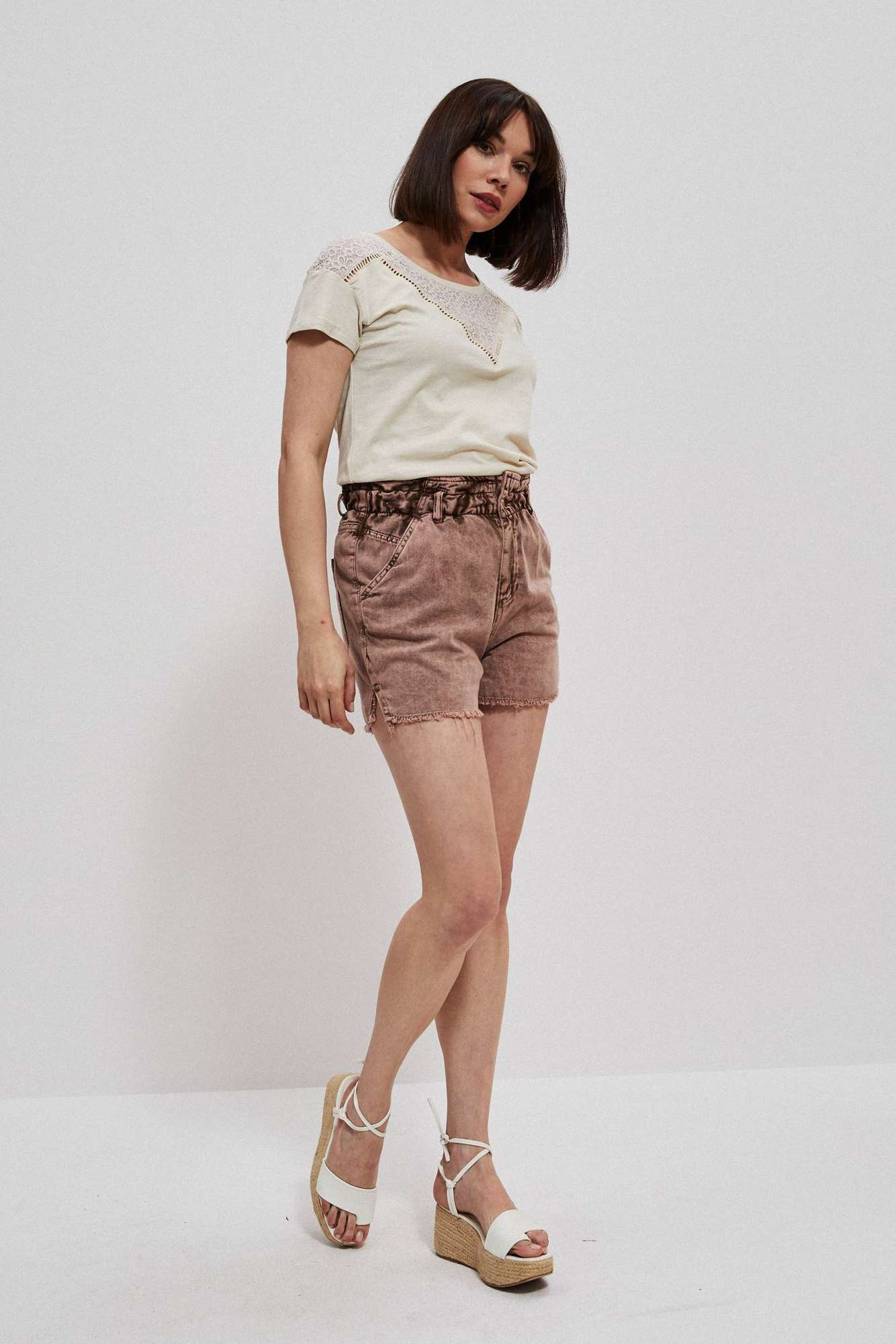 High-waisted denim shorts